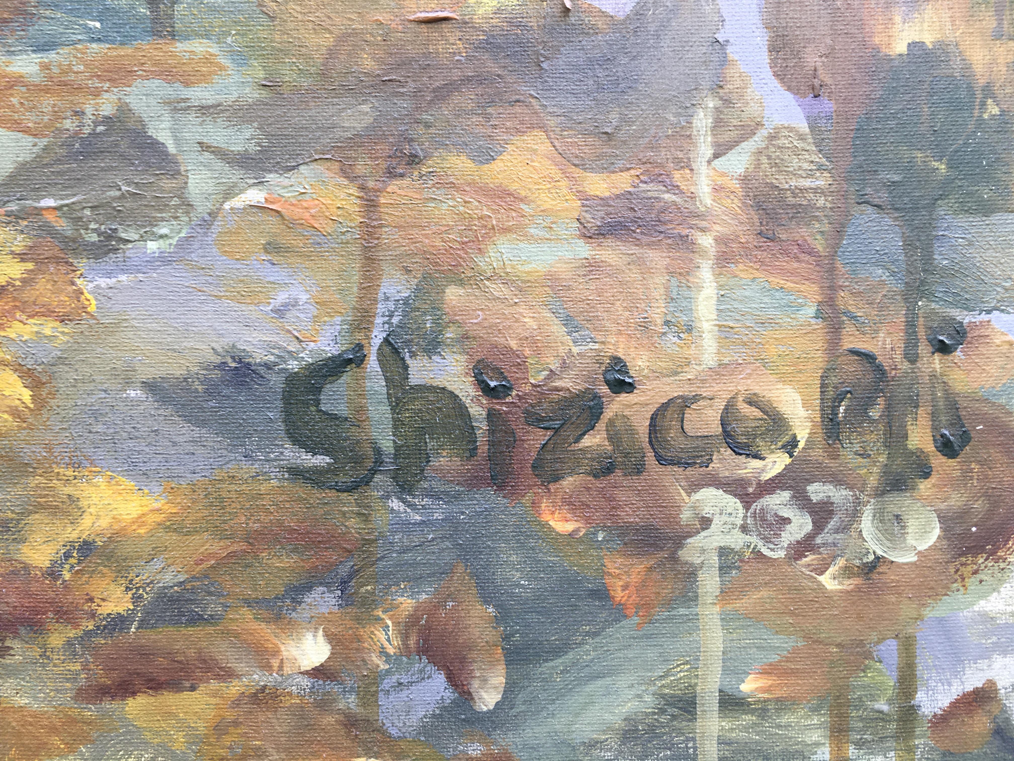 Trittico originale-Autunno a Londra-plein air-Artista britannico premiato -Oliri di grandi dimensioni in vendita 10