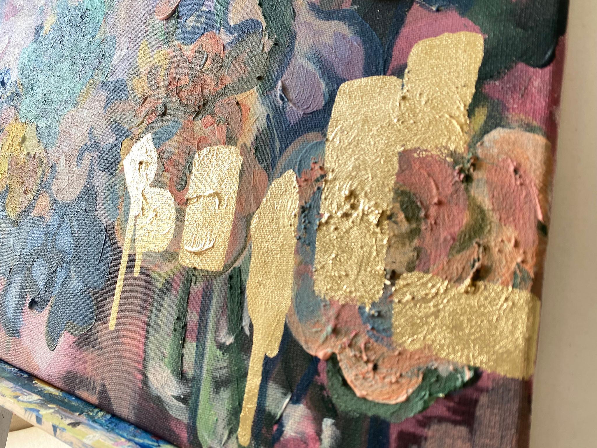 Original-Once in a Sturgeon Moon-British Awarded Artist-plein air-Gold Leaf For Sale 12