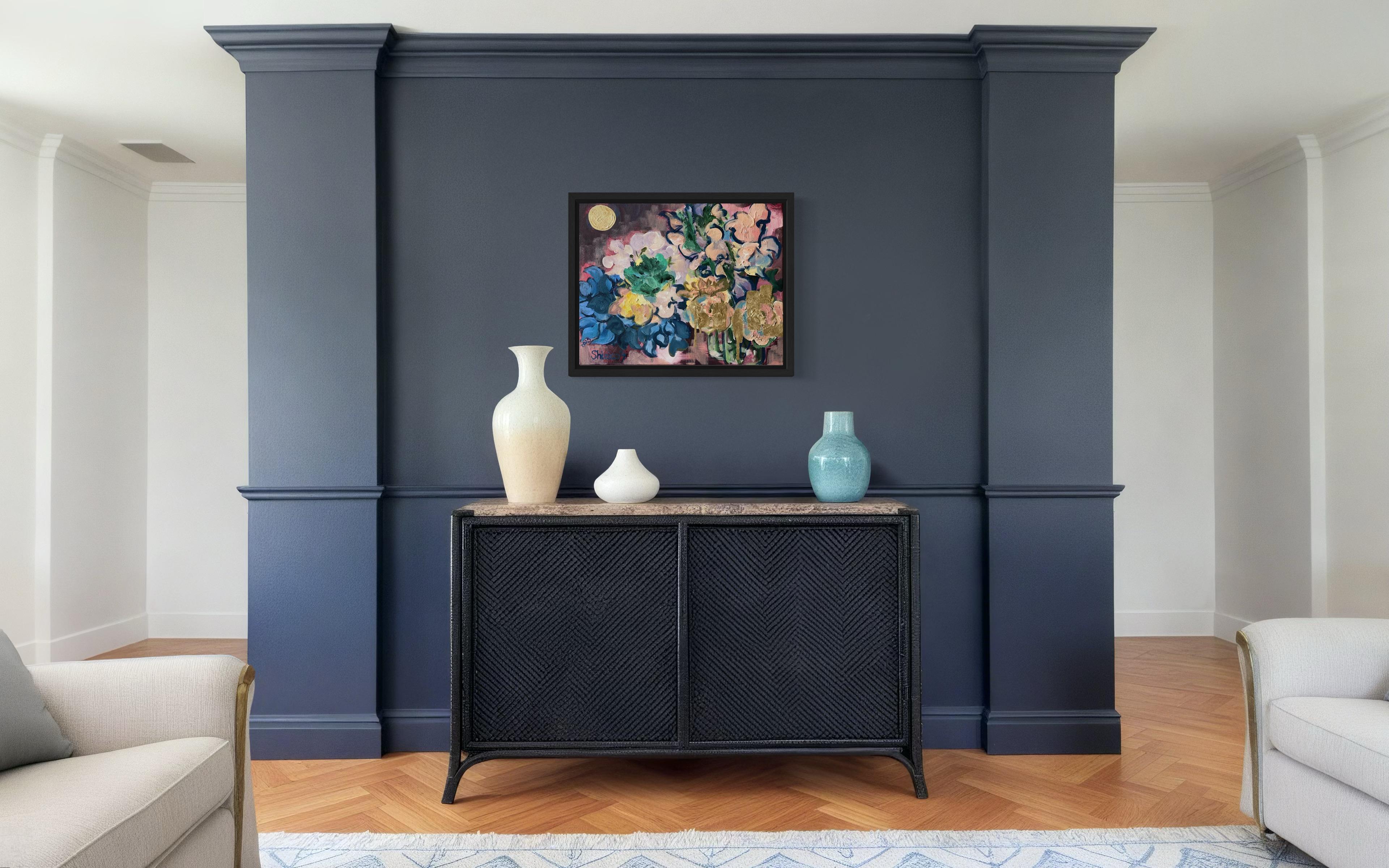 Original-Once in a Sturgeon Moon-British Awarded Artist-plein air-Summer Blooms – Painting von Shizico Yi