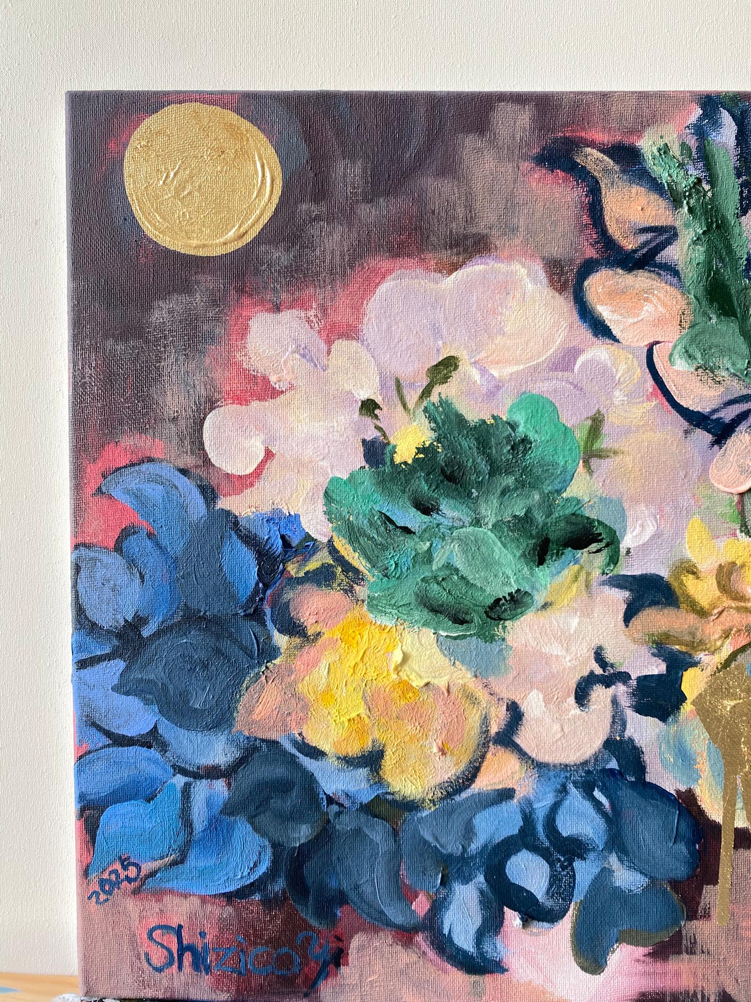 Original-Once in a Sturgeon Moon-British Awarded Artist-plein air-Gold Leaf For Sale 4