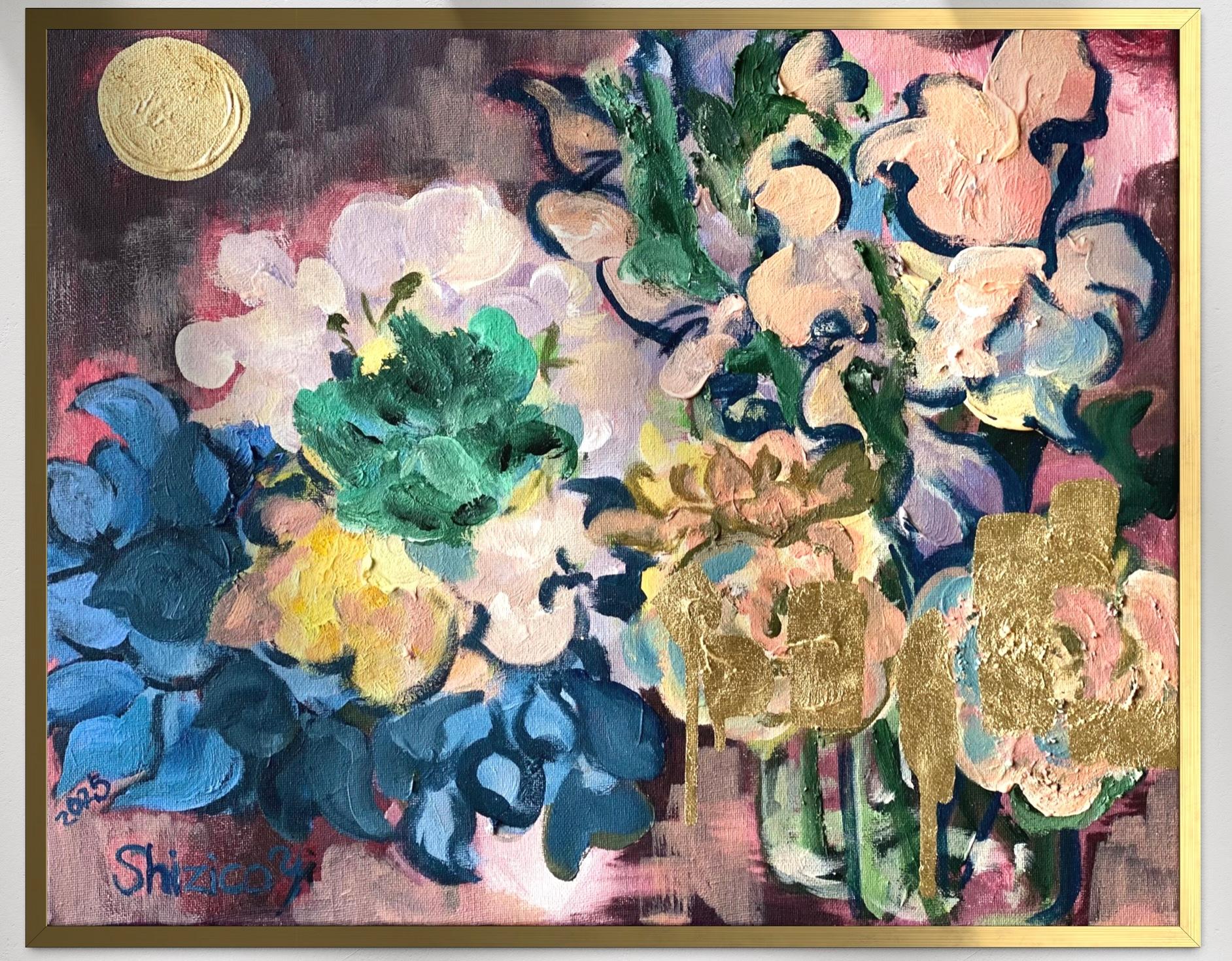 Original-Once in a Sturgeon Moon-British Awarded Artist-plein air-Gold Leaf