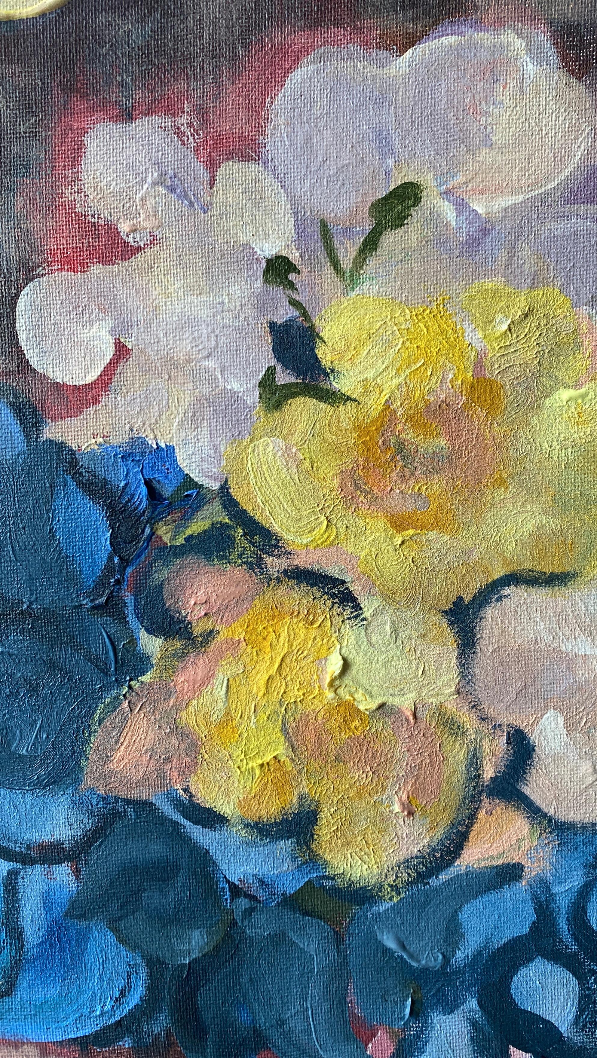 Original-Once in a Sturgeon Moon-British Awarded Artist-plein air-Summer Blooms For Sale 7