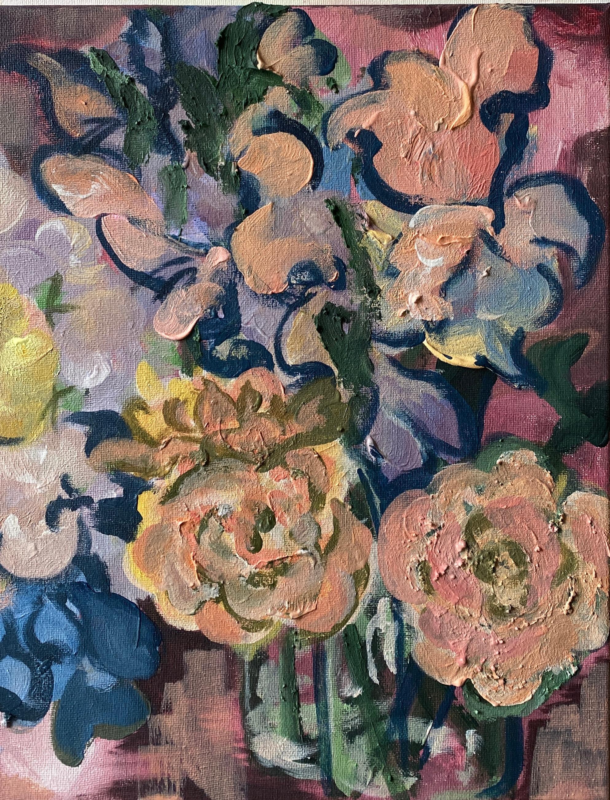 Original-Once in a Sturgeon Moon-British Awarded Artist-plein air-Summer Blooms - Abstract Impressionist Painting by Shizico Yi