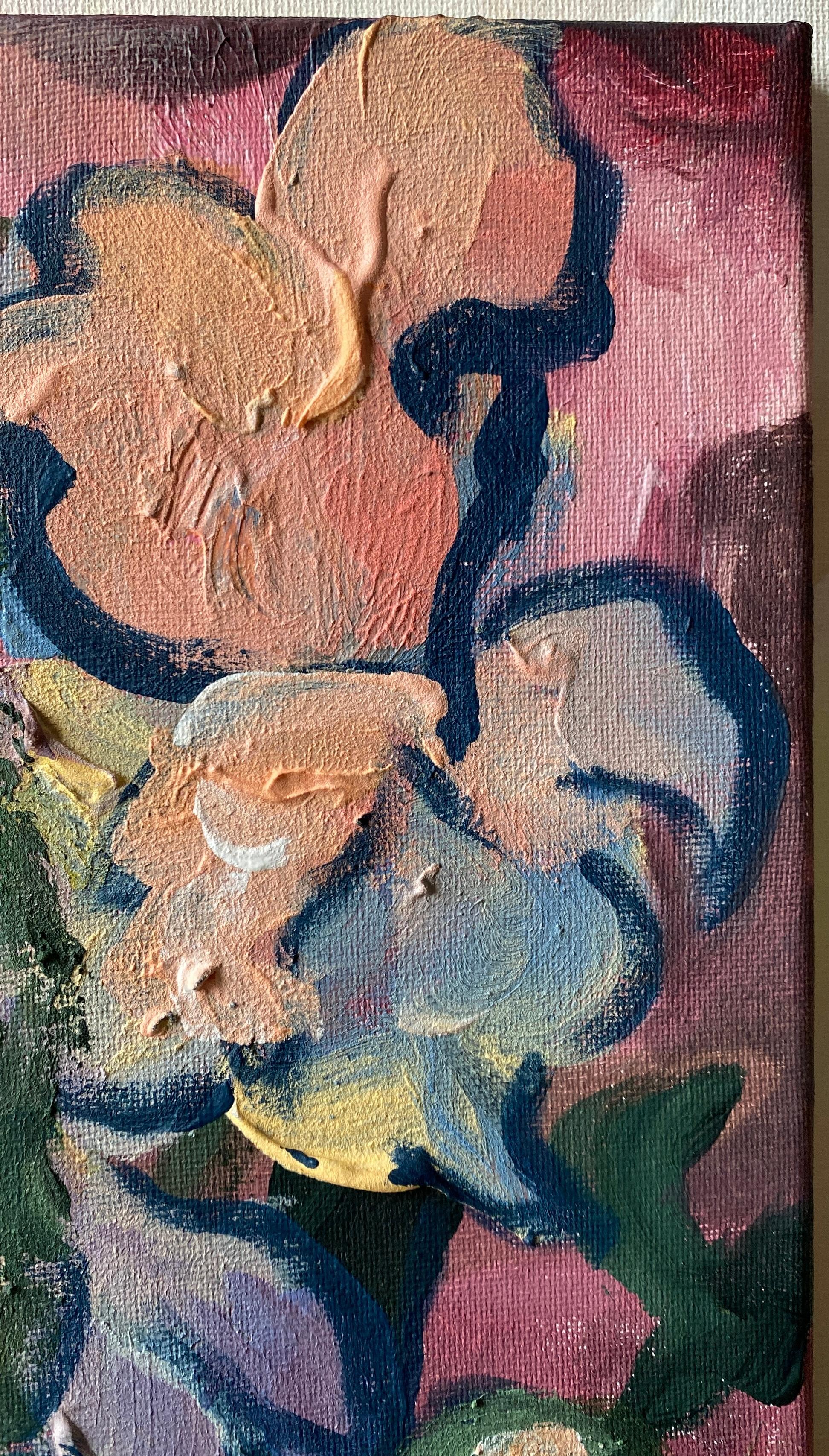 Original-Once in a Sturgeon Moon-British Awarded Artist-plein air-Summer Blooms - Brown Landscape Painting by Shizico Yi