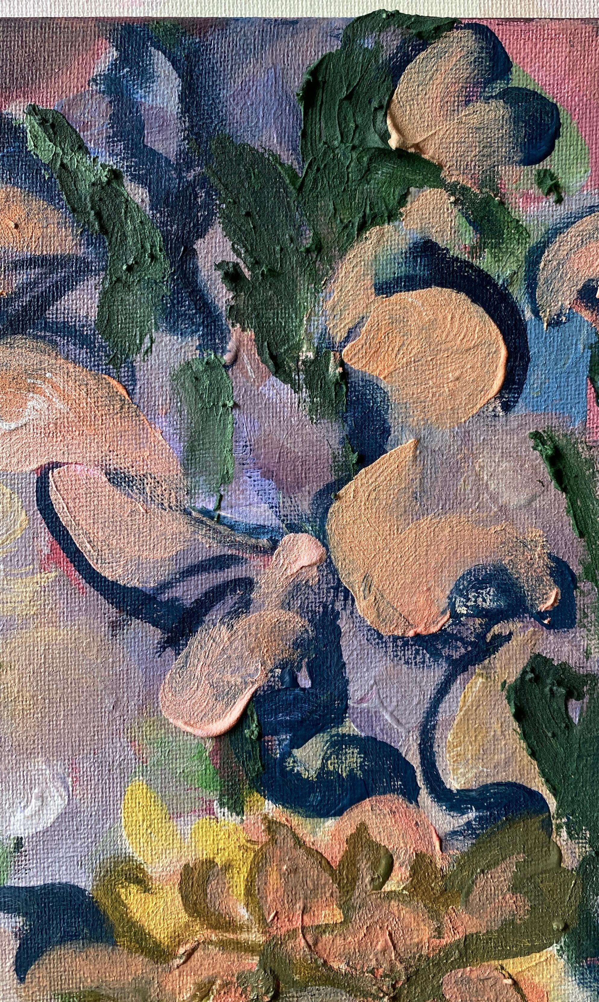 Painted en plein air by the light of the last full moon of summer—the Sturgeon Moon of mid-August—this work captures a fleeting moment when Shizico’s garden blooms glow beneath the brilliant lunar glow. 
Shizico Yi channels the moonlight’s energy