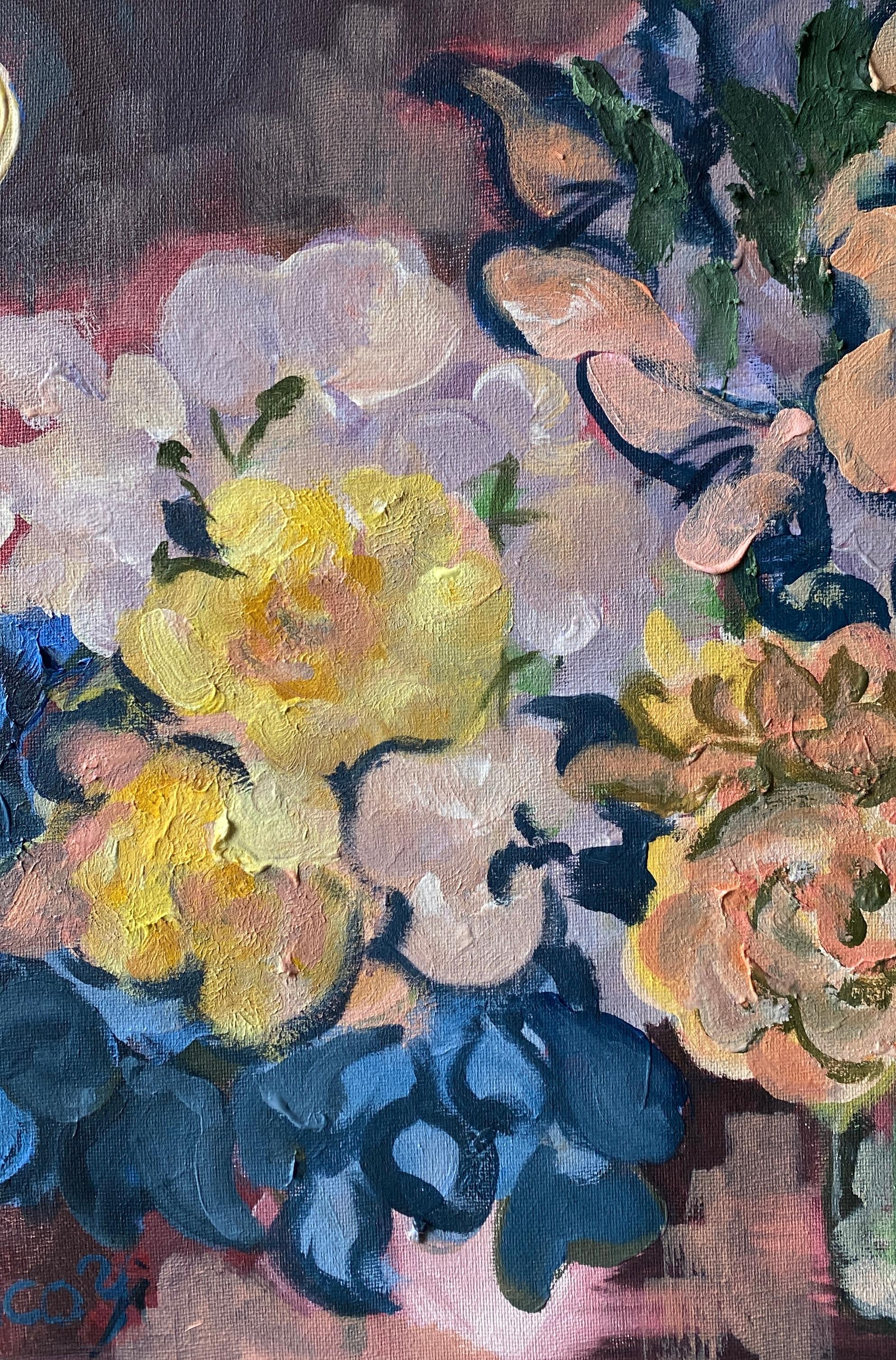 Original-Once in a Sturgeon Moon-British Awarded Artist-plein air-Summer Blooms For Sale 3