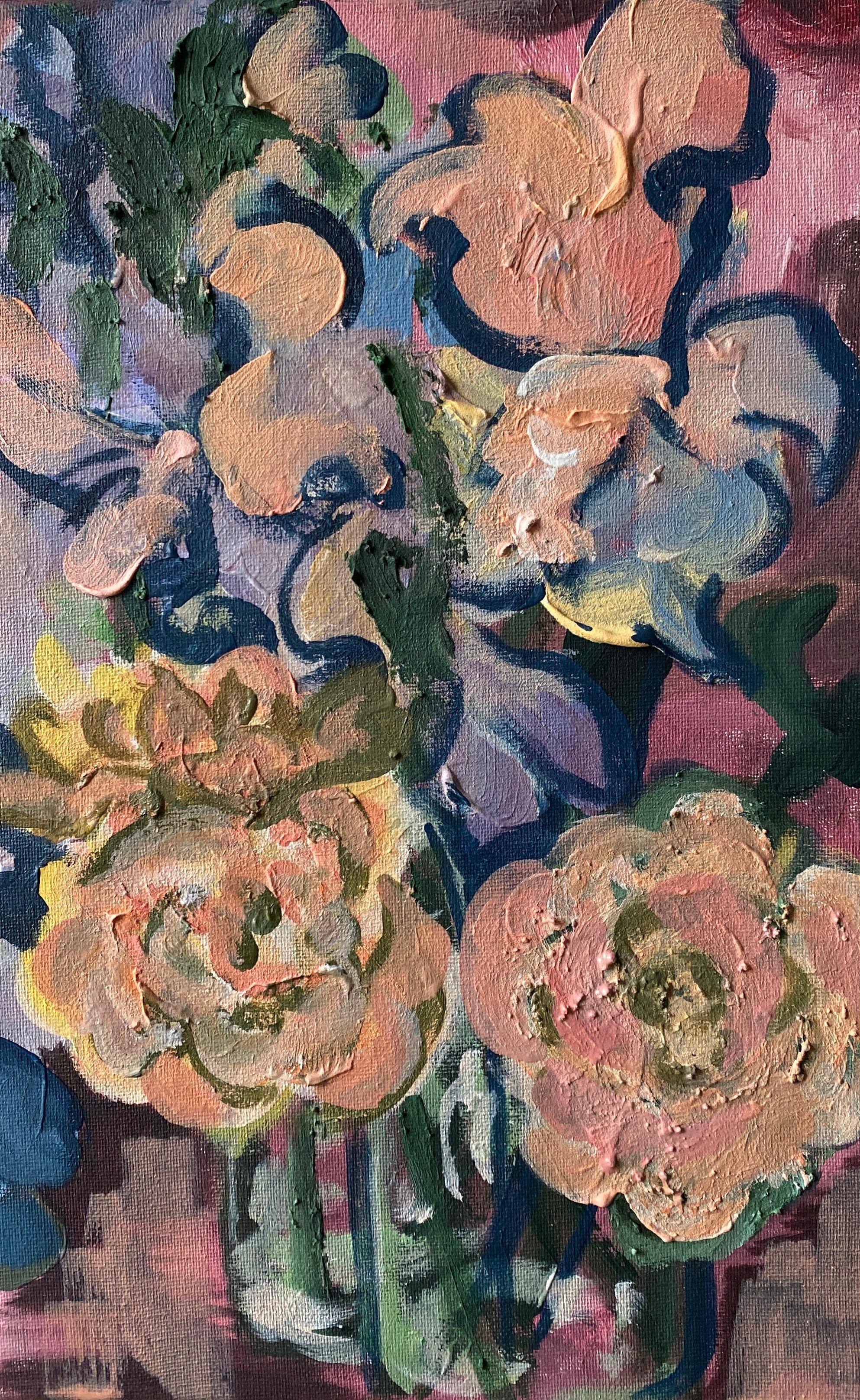 Original-Once in a Sturgeon Moon-British Awarded Artist-plein air-Summer Blooms For Sale 4