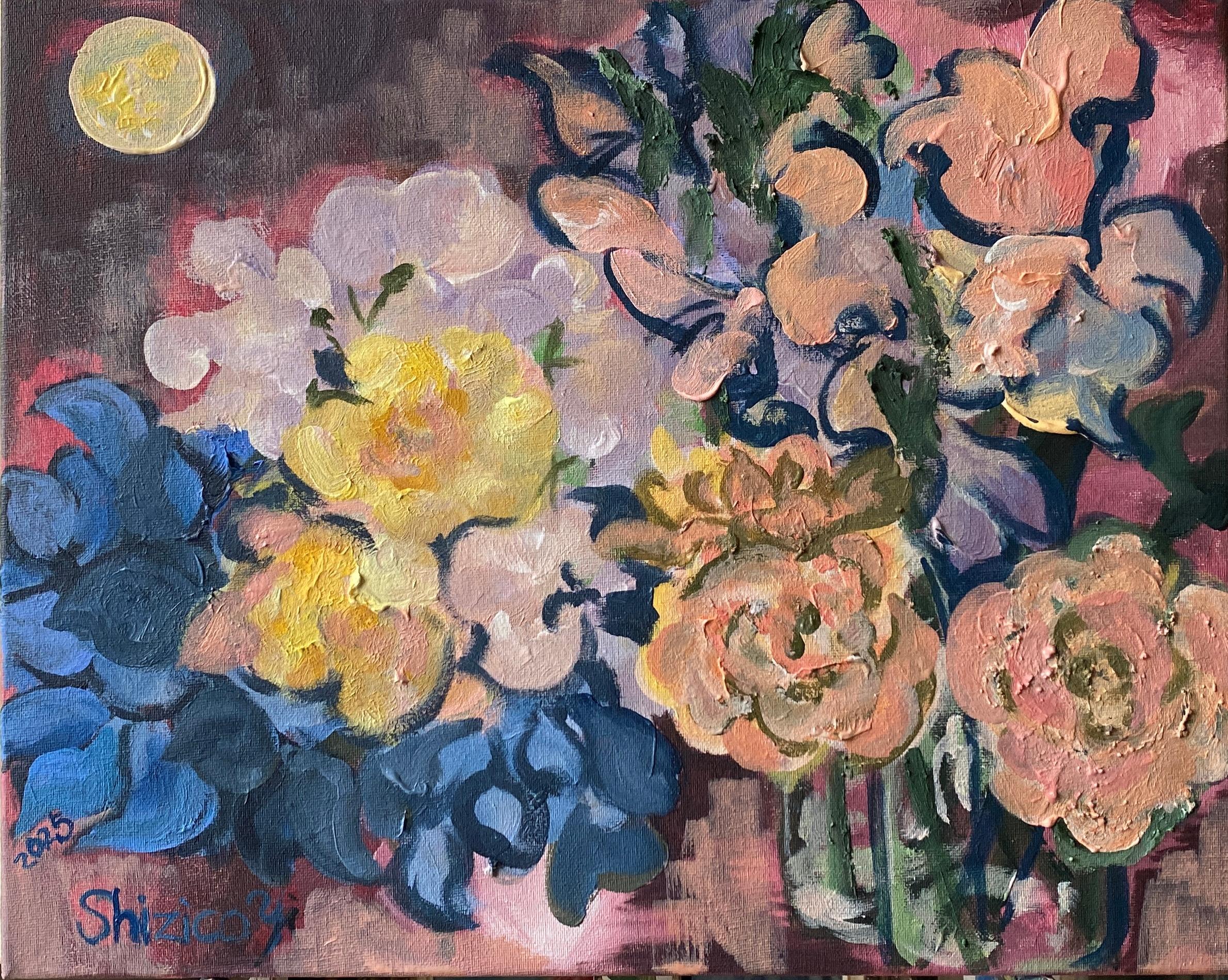 Shizico Yi Landscape Painting - Original-Once in a Sturgeon Moon-British Awarded Artist-plein air-Summer Blooms