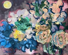 Original-Once in a Sturgeon Moon-British Awarded Artist-plein air-Floraciones de verano