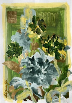 Originale - Peonia estiva - Impasto - Artista premiato in Gran Bretagna - Olio, foglia d'oro - en plein air