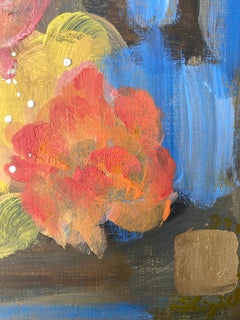 Original-Peony Summer-New Abstract-Awarded Woman Artist-Gold Leaf and oil paper