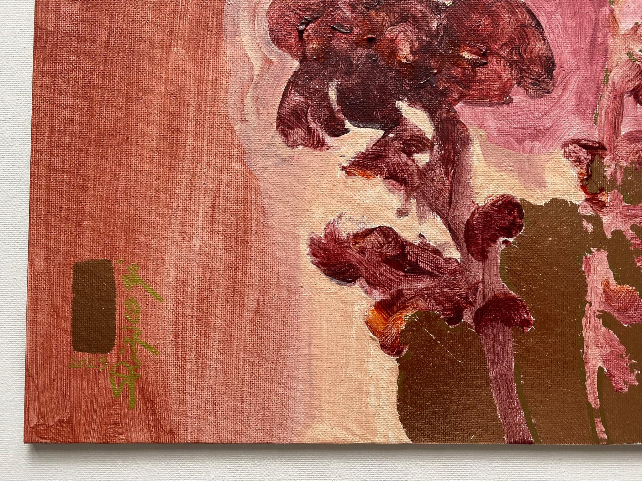 Original-Primary Red-Sunlit-British Awarded Artist-Gold Leaf oil on canvas For Sale 11