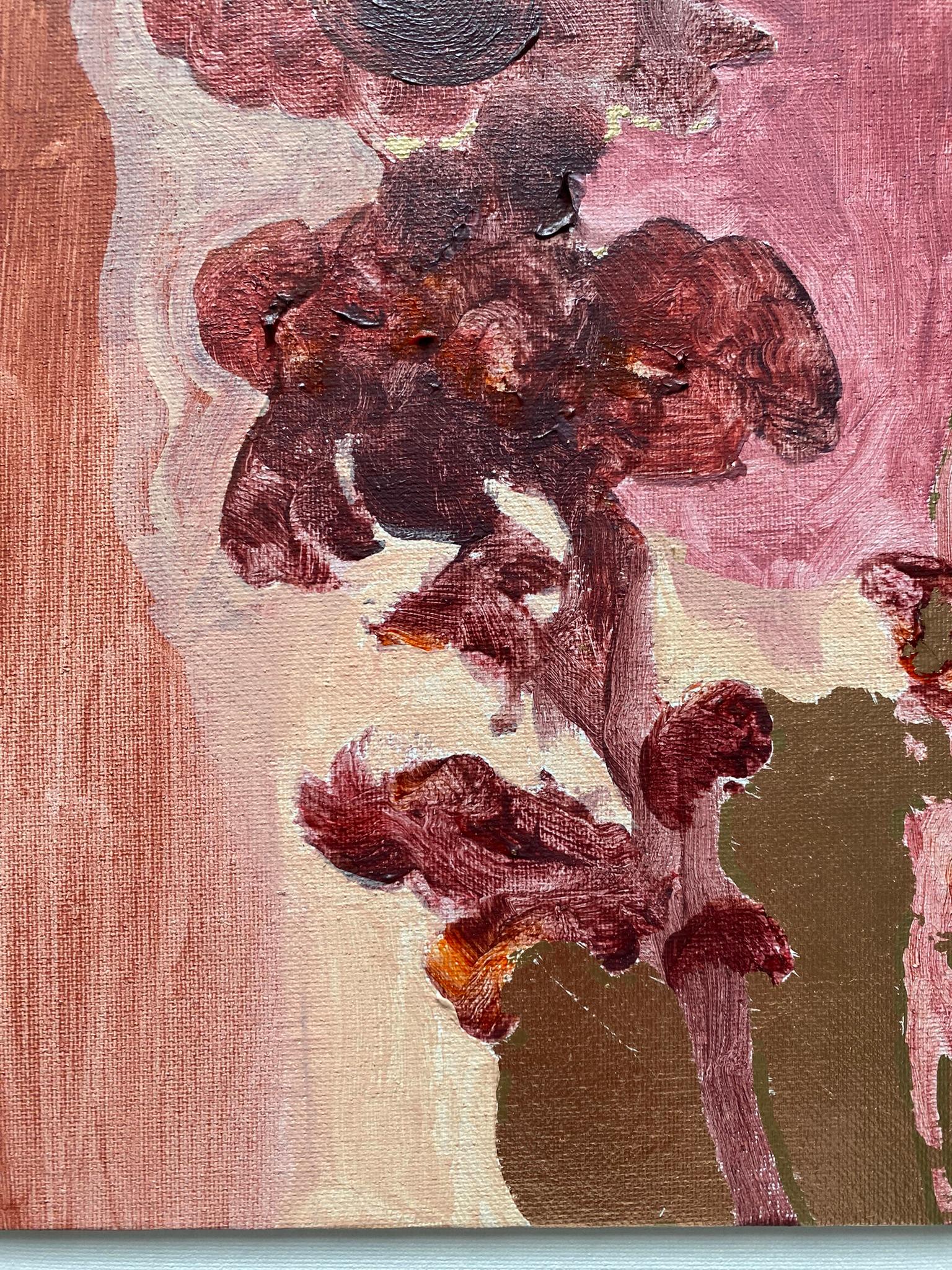 Original-Primary Red-Sunlit-British Awarded Artist-Gold Leaf oil on canvas For Sale 12