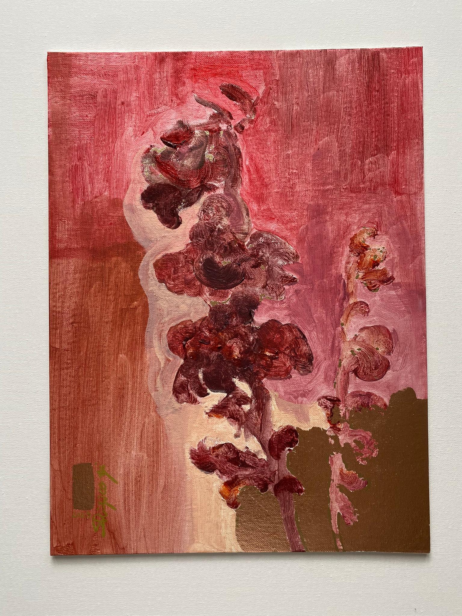 Original-Primary Red-Sunlit-British Awarded Artist-Gold Leaf oil on canvas For Sale 13