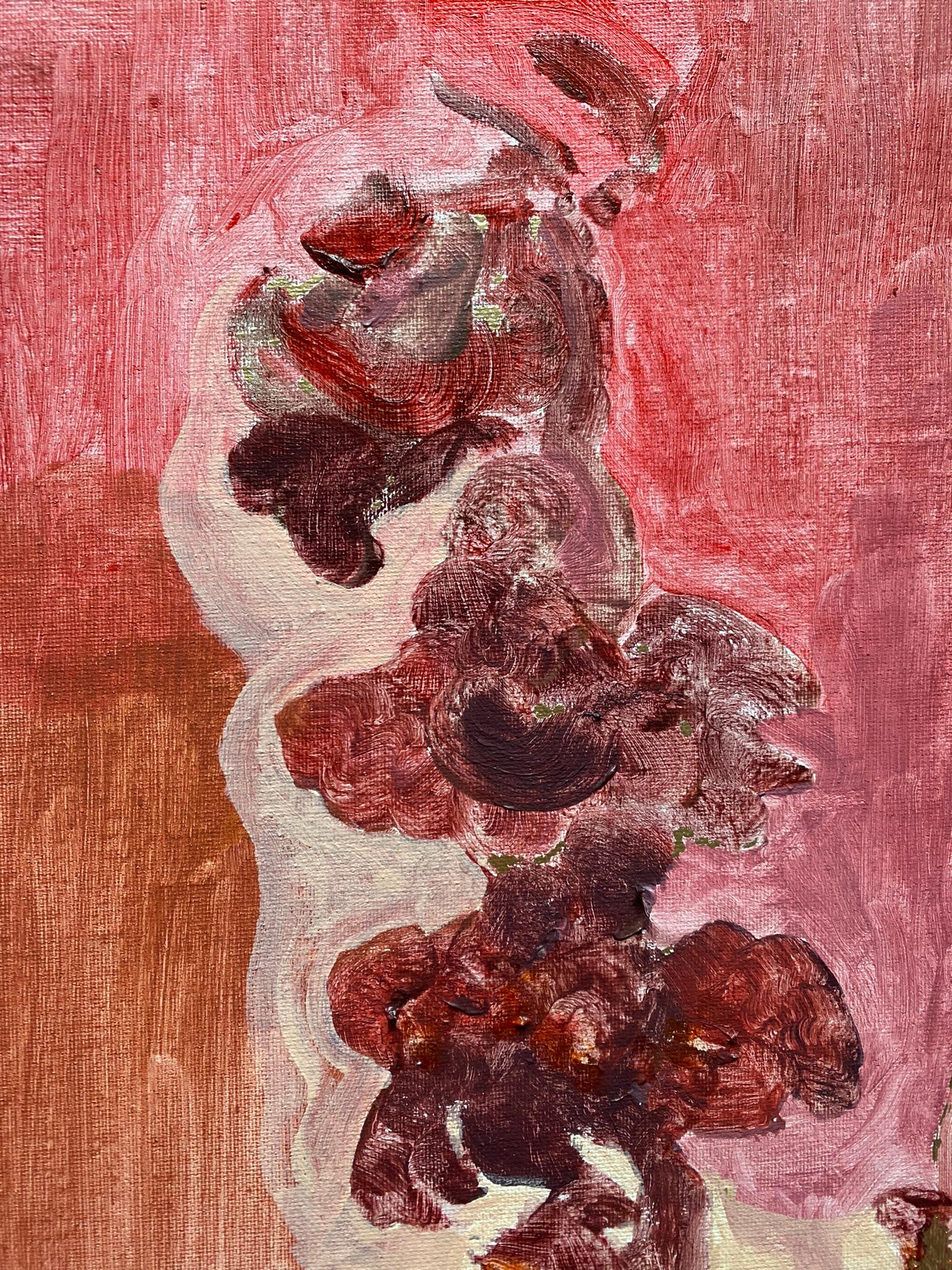 Original-Primary Red-Sunlit-British Awarded Artist-Gold Leaf oil on canvas For Sale 1