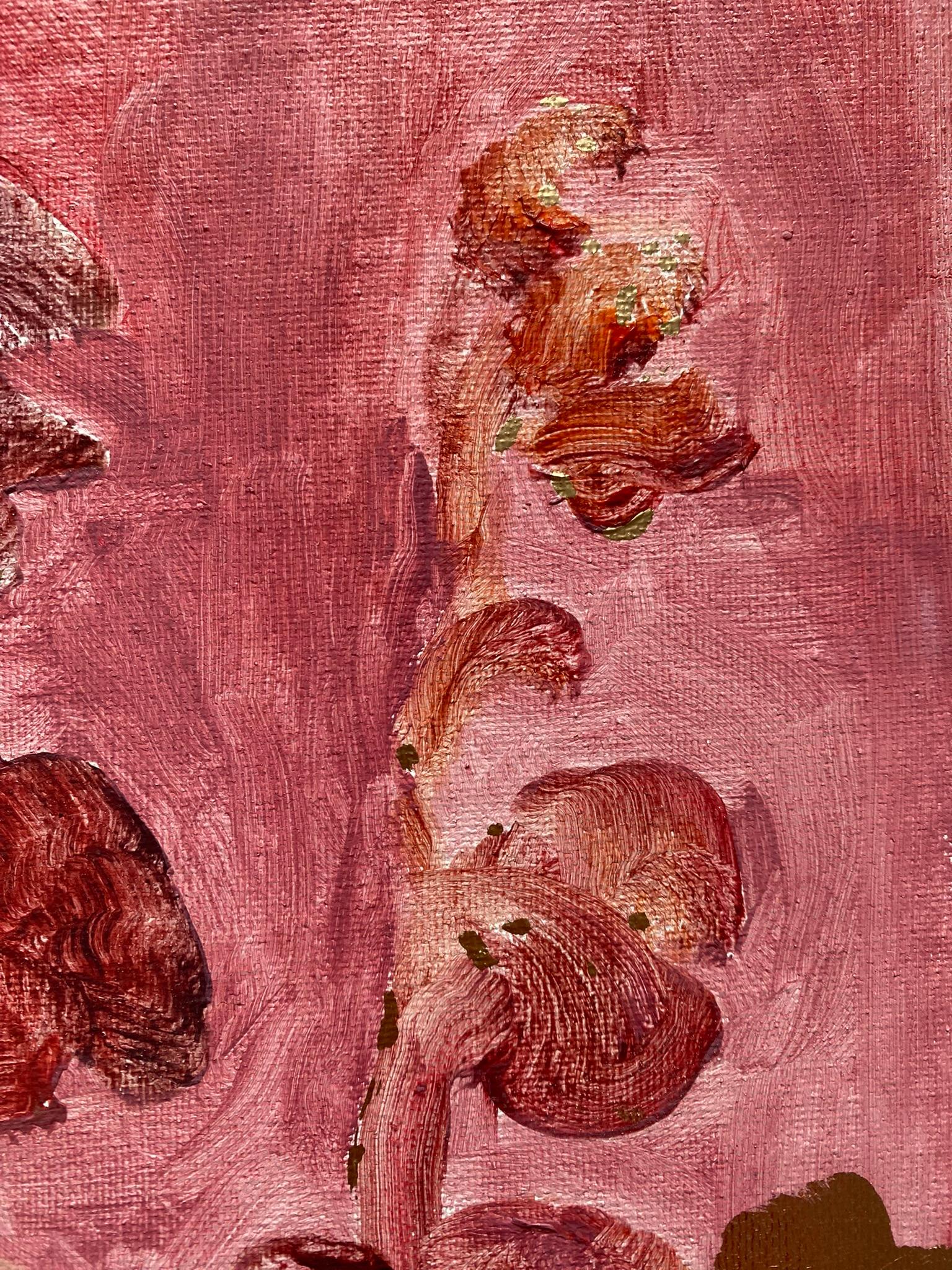 Original-Primary Red-Sunlit-British Awarded Artist-Gold Leaf oil on canvas For Sale 2