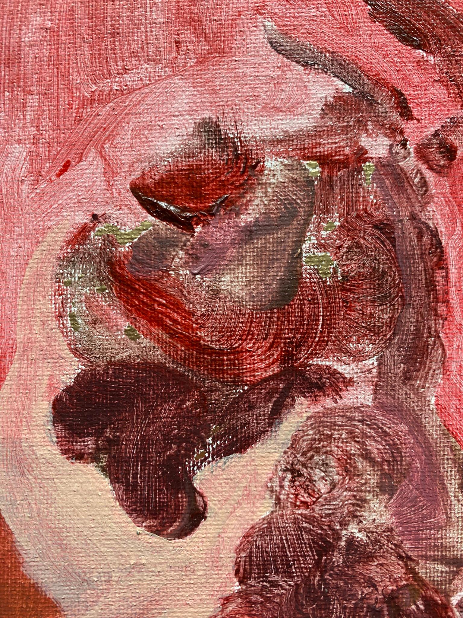 Original-Primary Red-Sunlit-British Awarded Artist-Gold Leaf oil on canvas For Sale 3