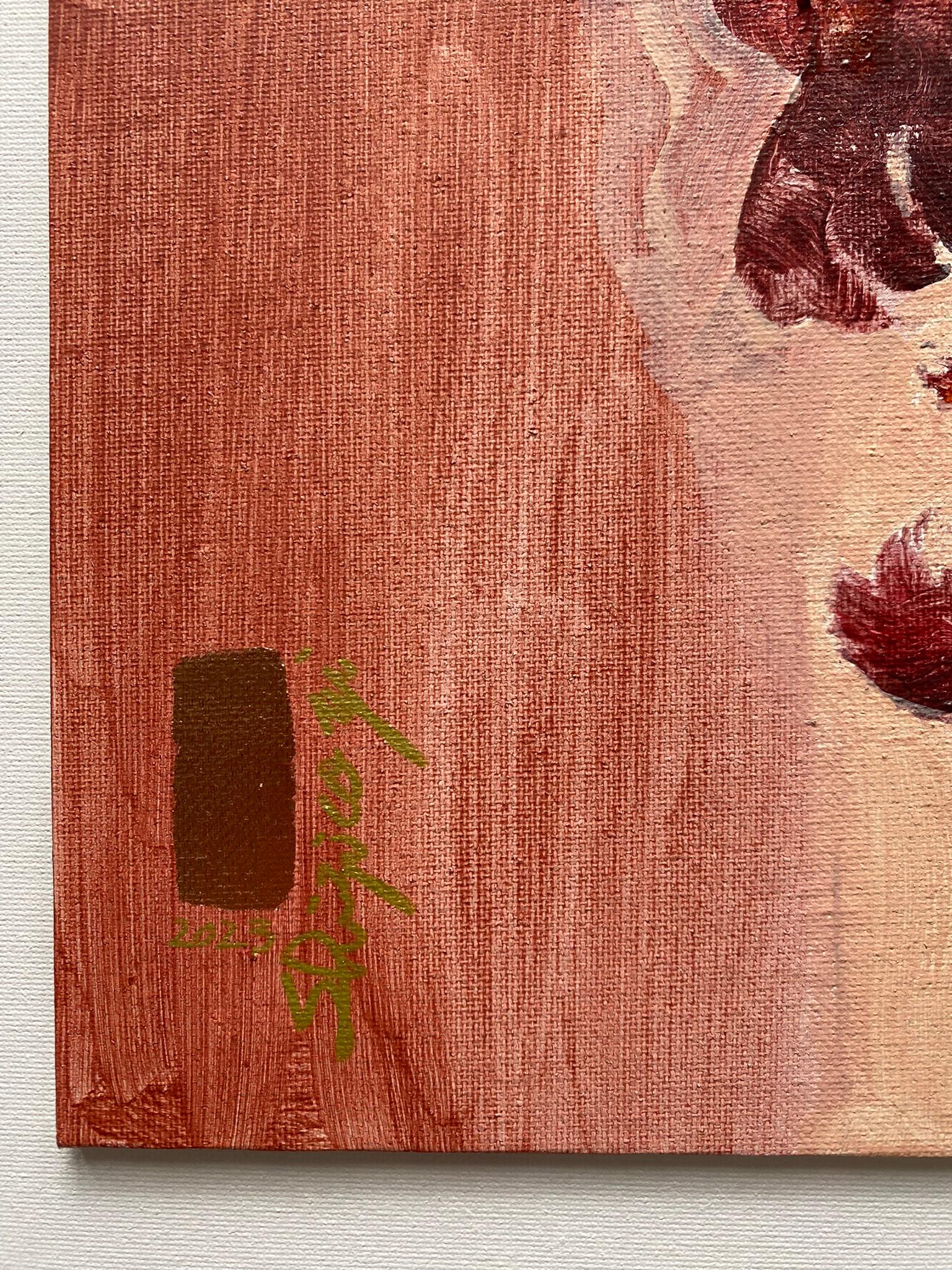 Original-Primary Red-Sunlit-British Awarded Artist-Gold Leaf oil on canvas For Sale 4