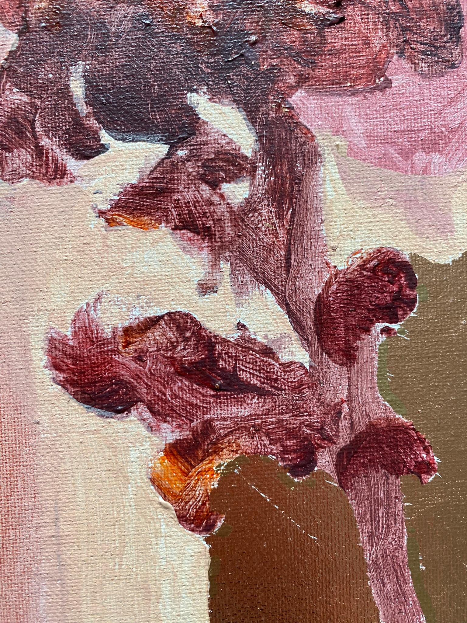 Original-Primary Red-Sunlit-British Awarded Artist-Gold Leaf oil on canvas For Sale 5