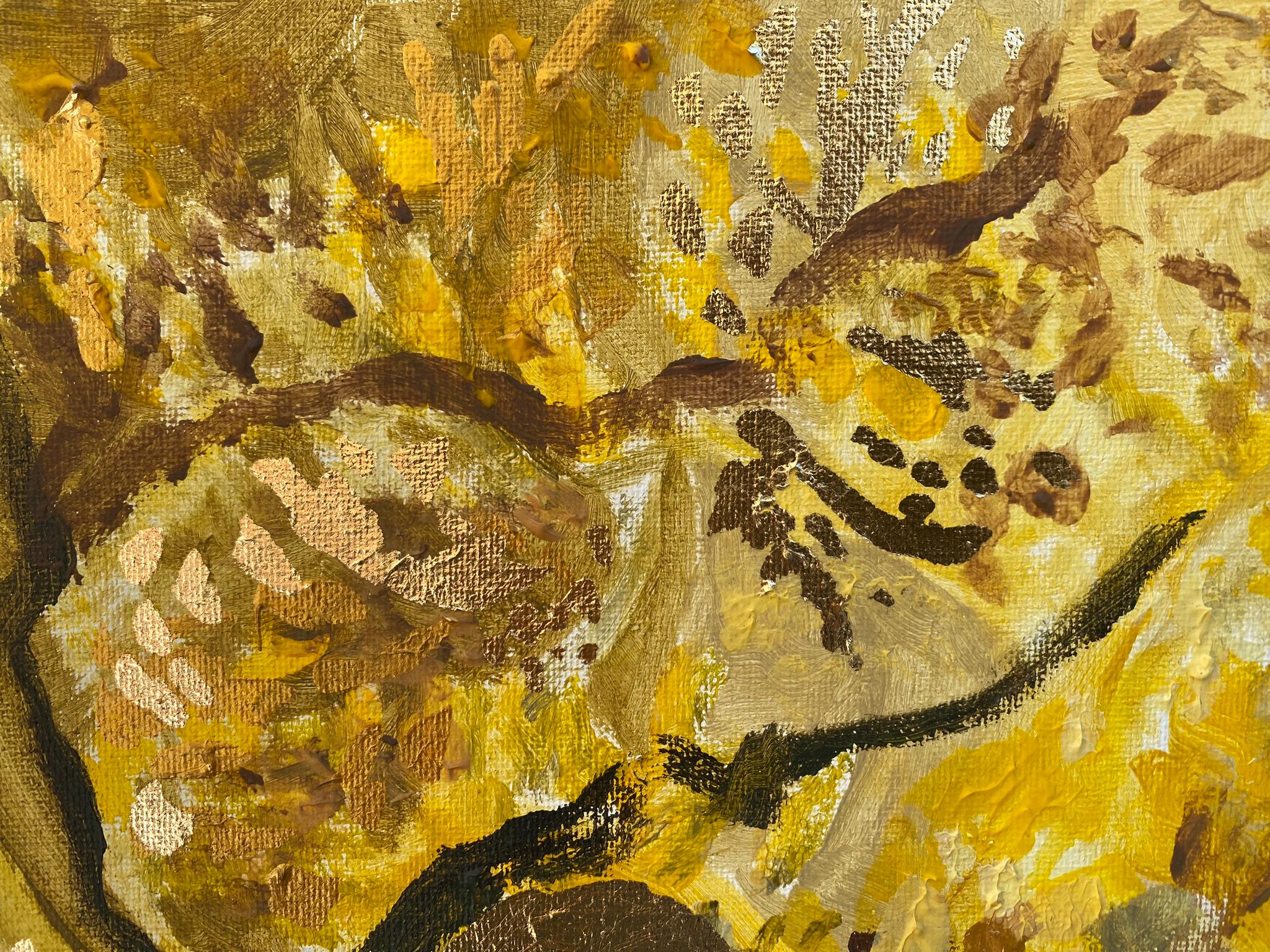 Original-Primary Yellow-Sunlit-Abstract-Expression-Gold Leaf-UK Awarded Artist 11