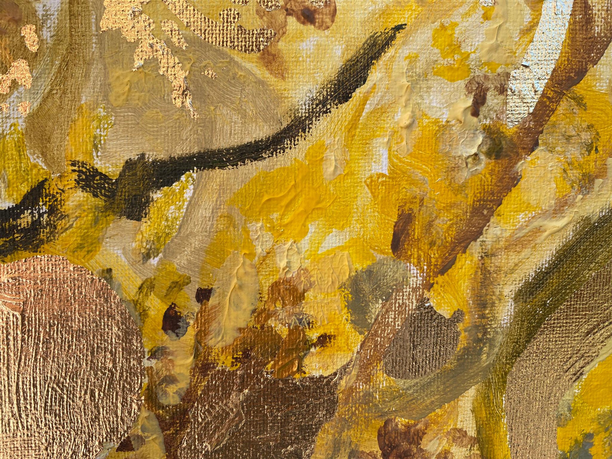 Original-Primary Yellow-Sunlit-Abstract-Expression-Gold Leaf-UK Awarded Artist 10