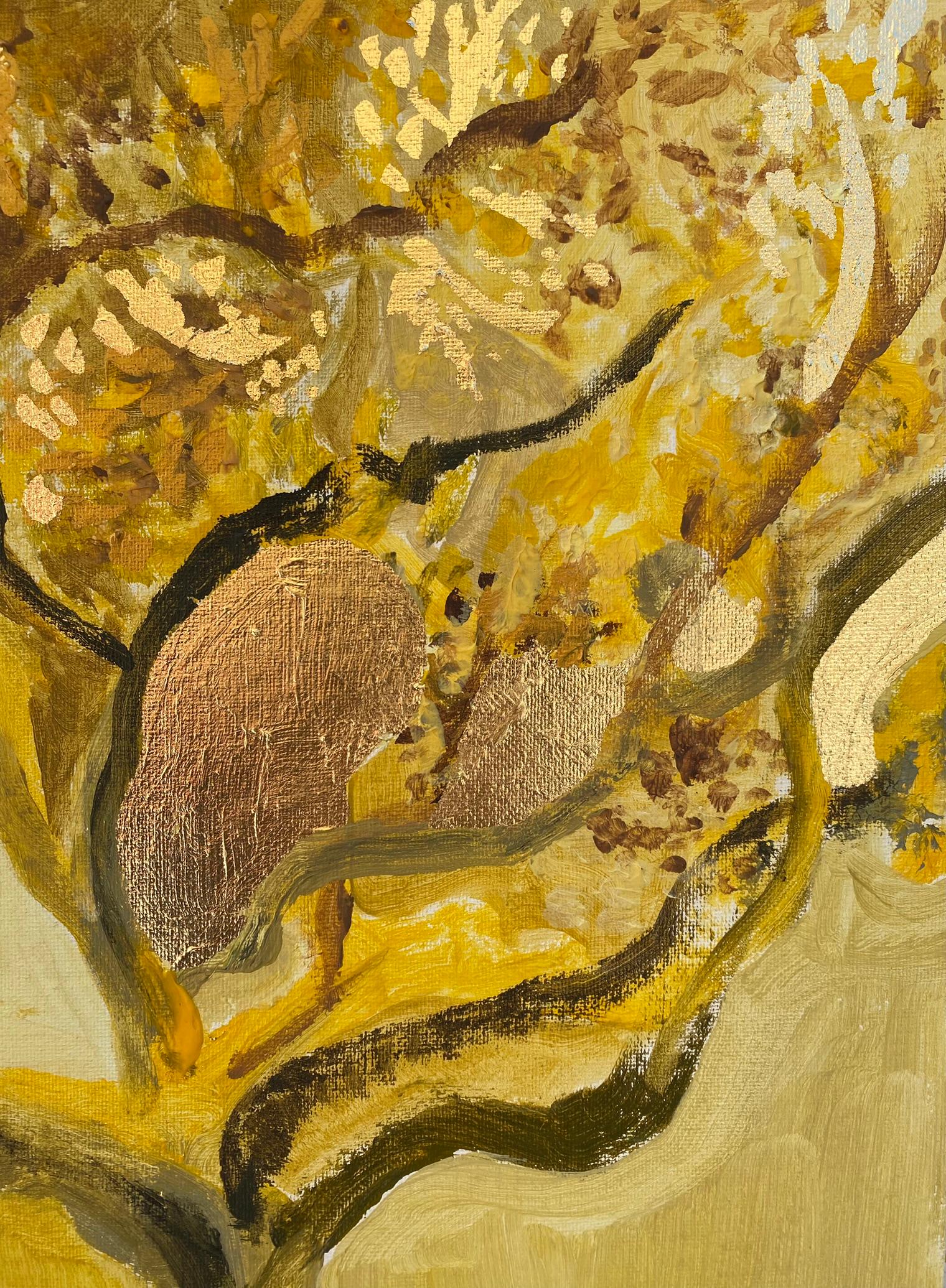 Original-Primary Yellow-Sunlit-Abstract-Expression-Gold Leaf-UK Awarded Artist 2