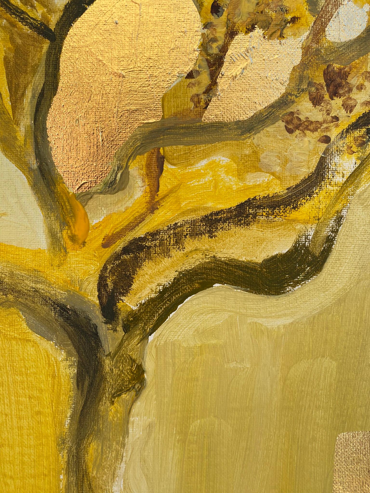 Original-Primary Yellow-Sunlit-Abstract-Expression-Gold Leaf-UK Awarded Artist 3