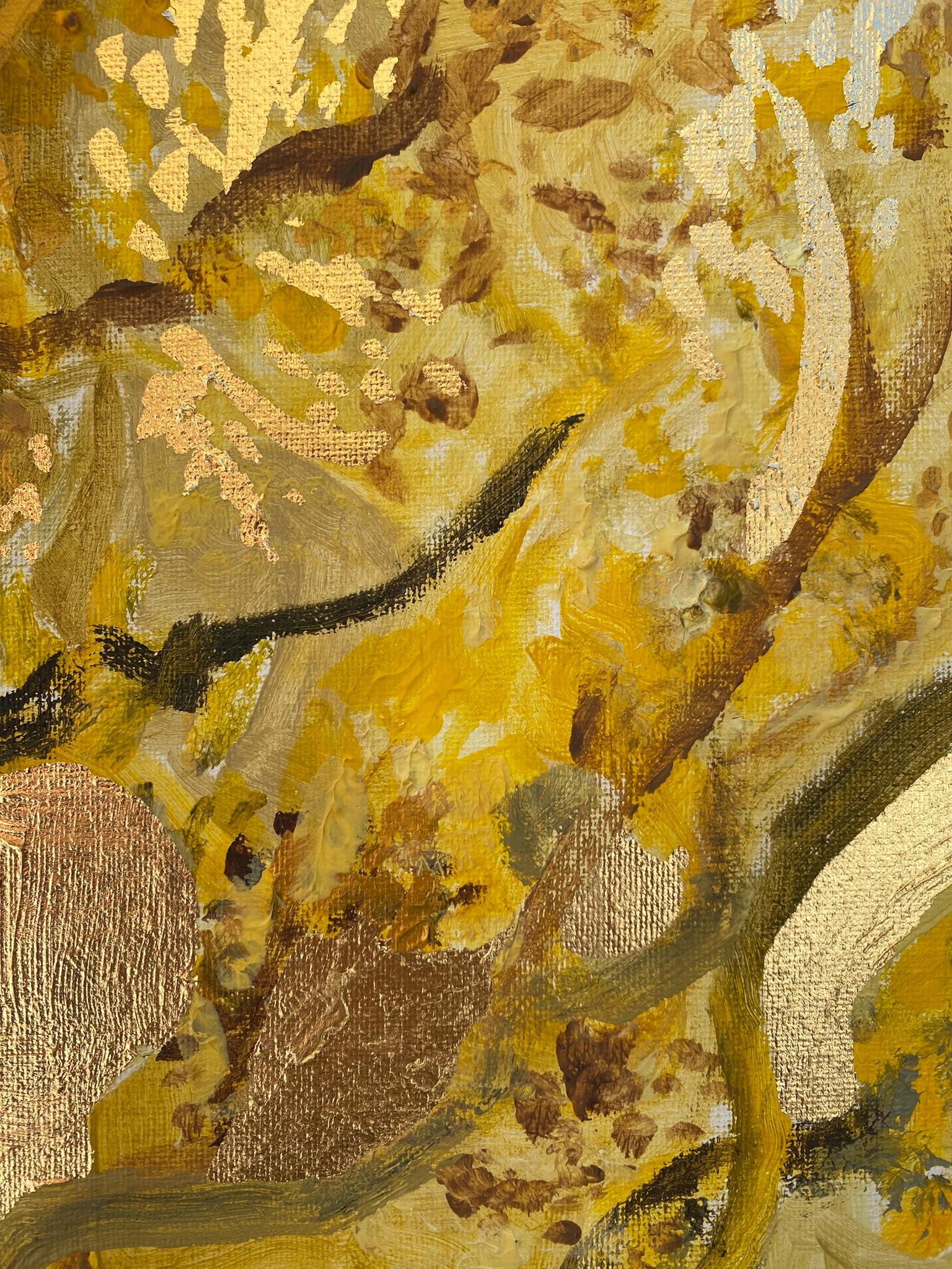 Original-Primary Yellow-Sunlit-Abstract-Expression-Gold Leaf-UK Awarded Artist 6