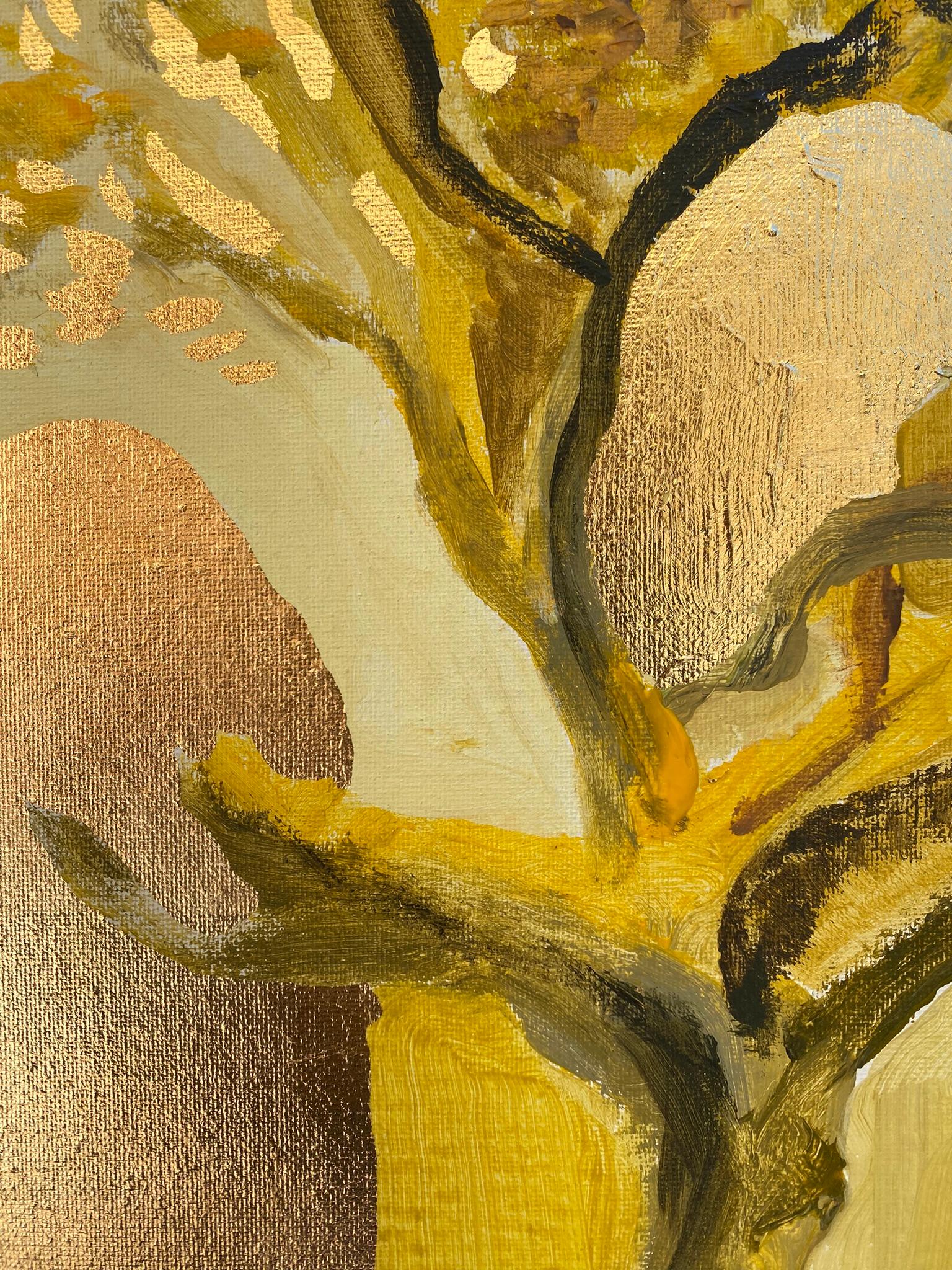 Original-Primary Yellow-Sunlit-Abstract-Expression-Gold Leaf-UK Awarded Artist 5