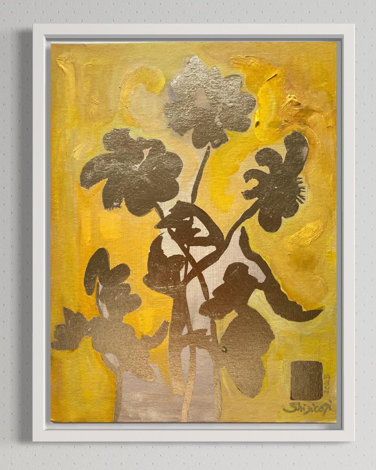 Original-Primary Yellow-Sunlit-Abstract-Expression-Gold Leaf-UK Awarded Artist 3