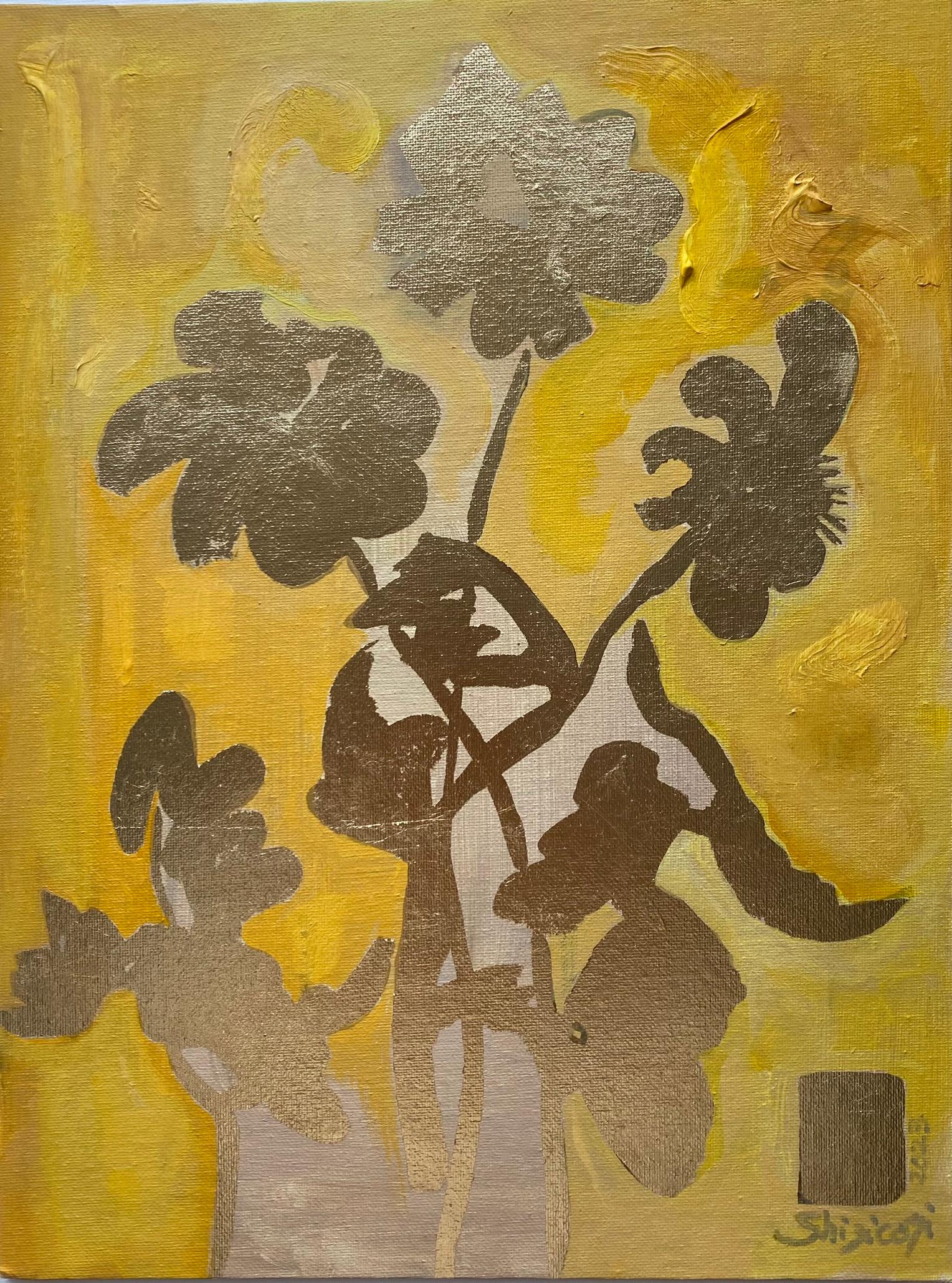 Shizico Yi Landscape Painting - Original-Primary Yellow-Sunlit-Abstract-Expression-Gold Leaf-UK Awarded Artist