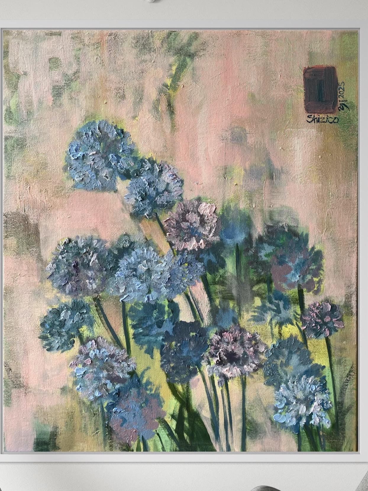 Original-Purple Misty Alliums-British Awarded Artist-impasto-oil-plein air For Sale 14