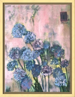 Original-Purple Misty Alliums-British Awarded Artist-impasto-oil-plein air