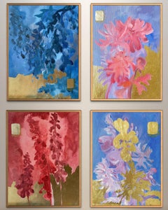 Quadriptyque original - Série Soleil - Artiste britannique primé - Feuille d'or et huile