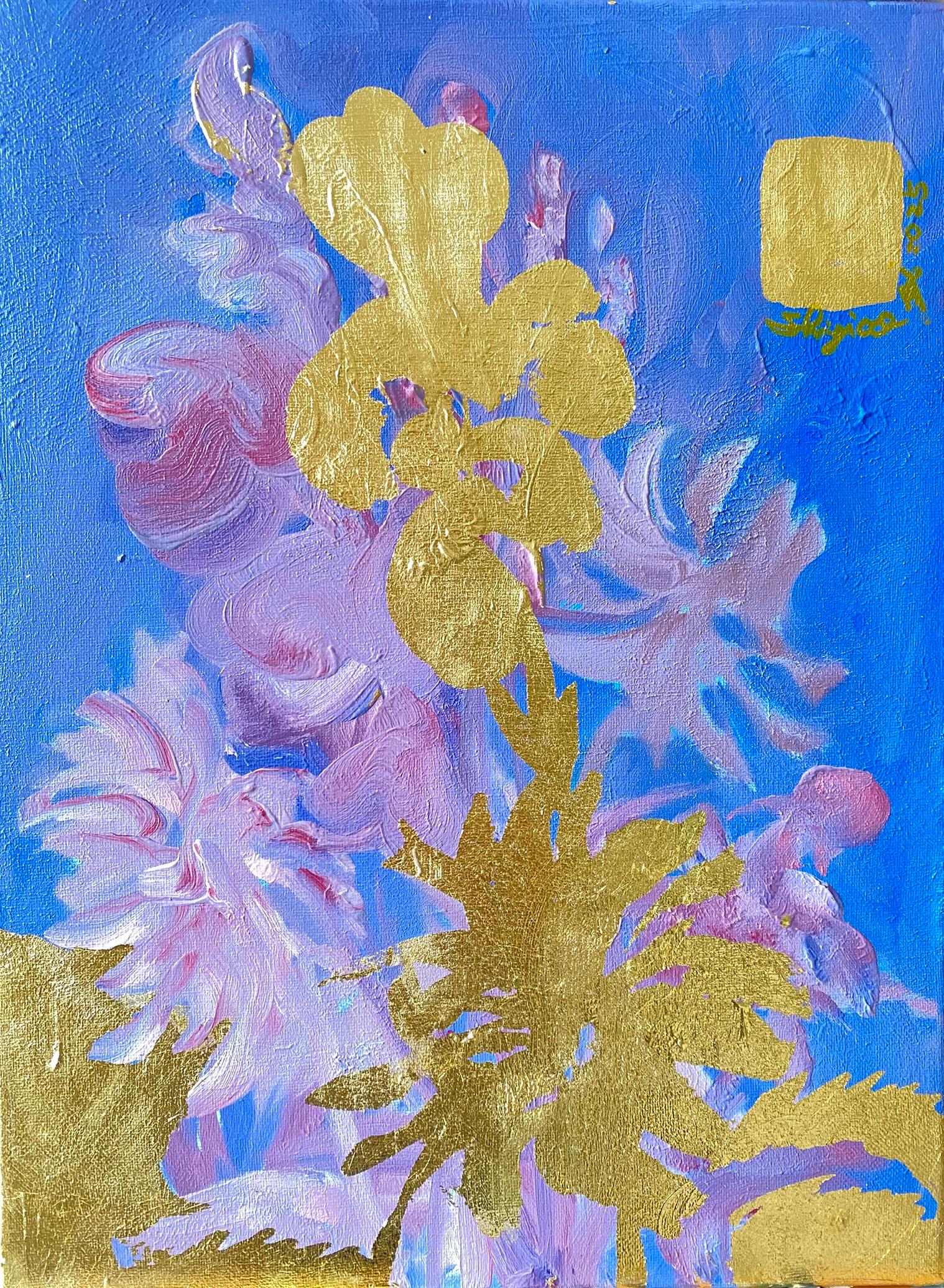 Original Quadriptychon-Sunlit Series-British Awarded Artist-Gold Leaf with Oil im Angebot 1