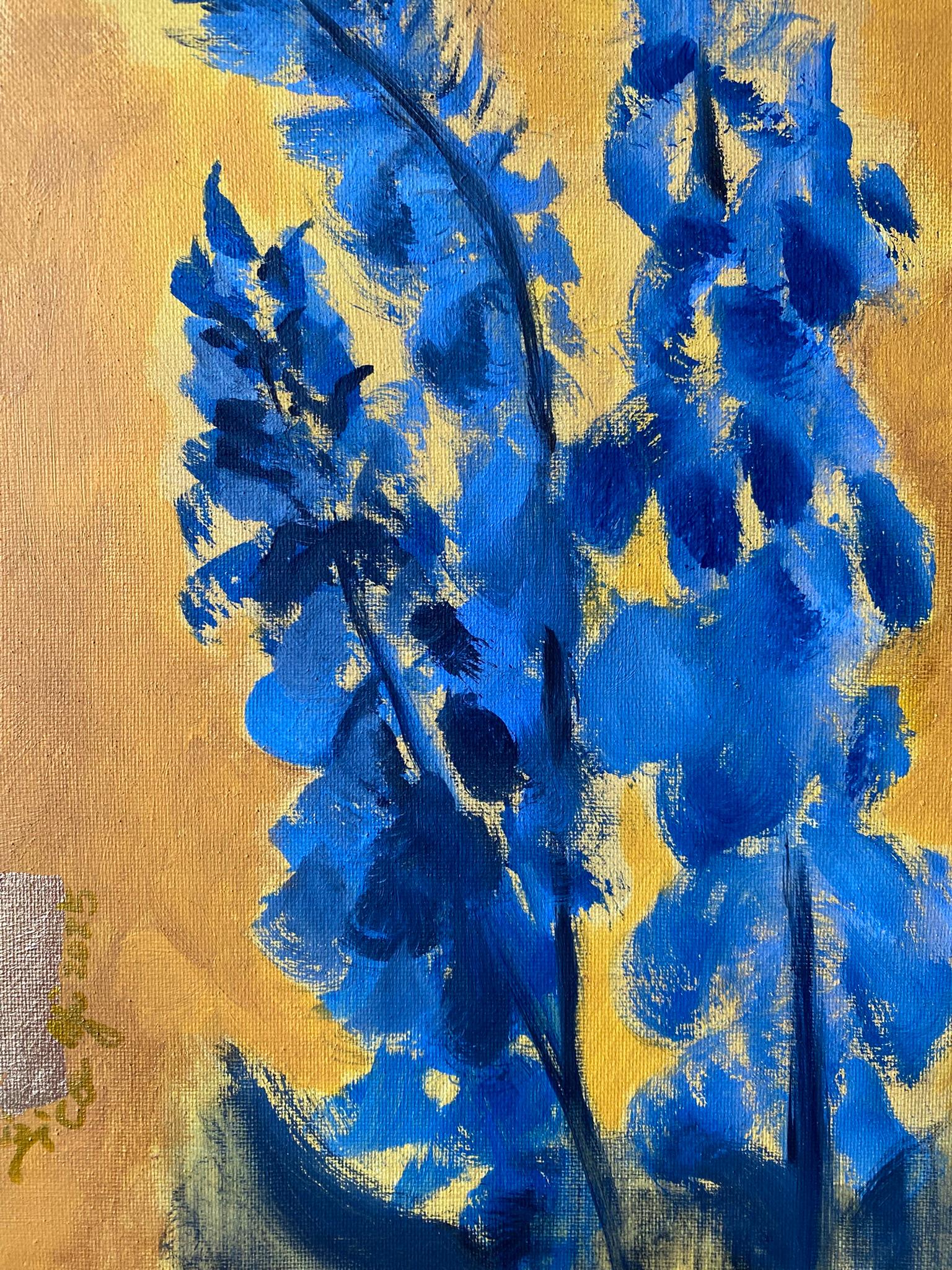 Set originale-Foxgloves-Artista britannico premiato-Giallo, viola-Impasto-foglia d'oro in vendita 5
