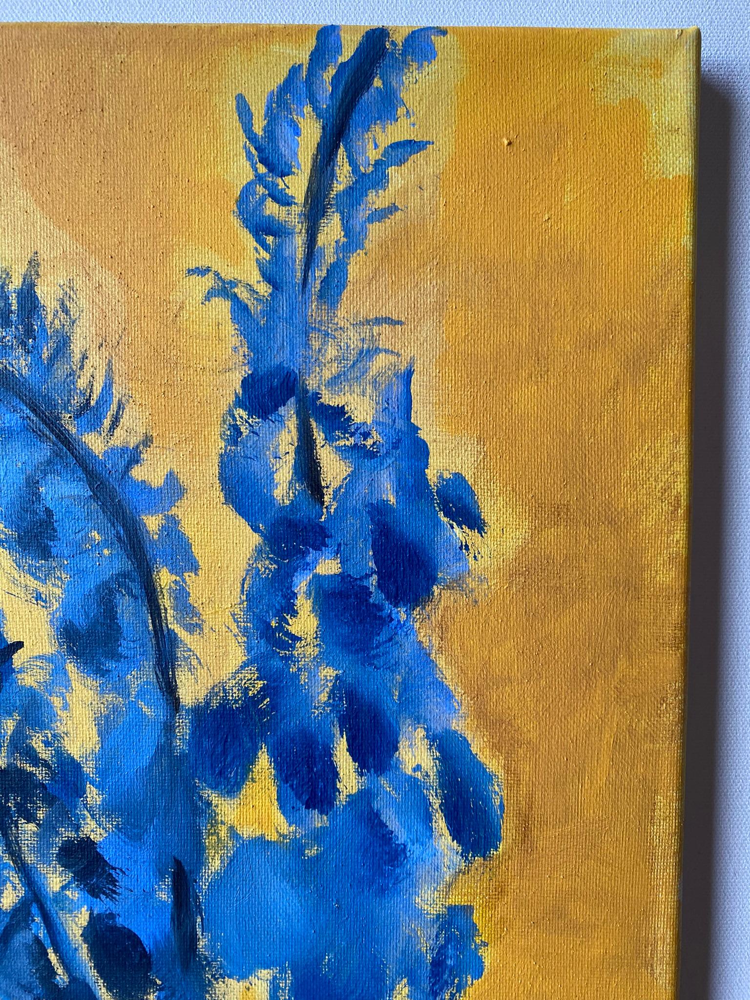 Set originale-Foxgloves-Artista britannico premiato-Giallo, viola-Impasto-foglia d'oro in vendita 4