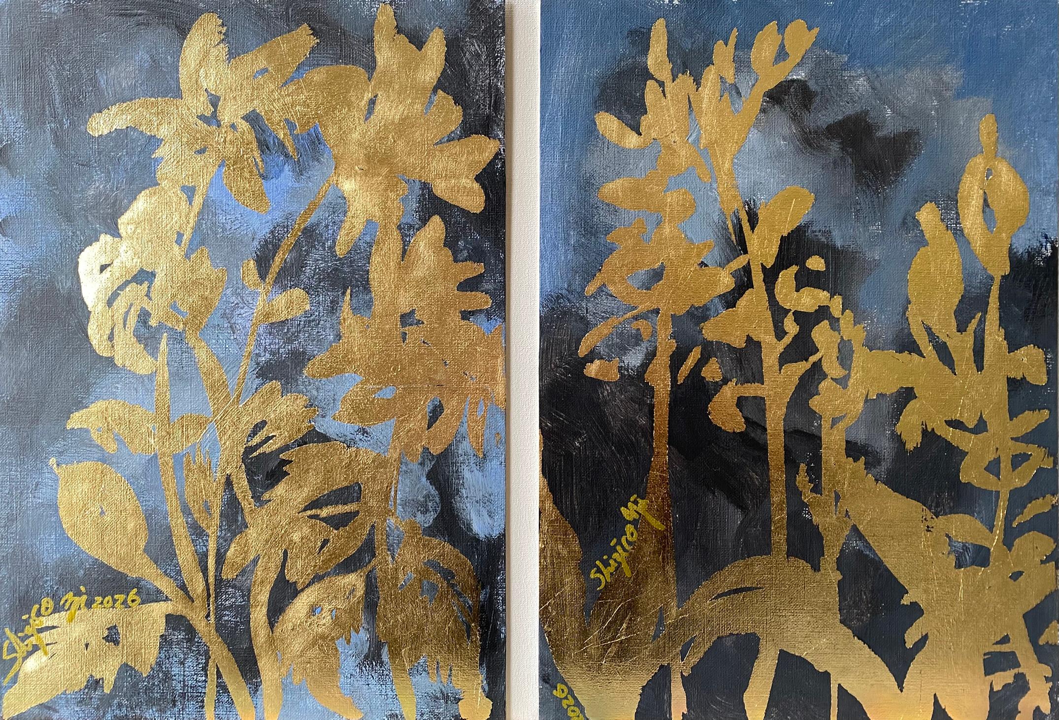 Original Set-Jardin d'Hiver-le bleu series-British Awarded Artist-work on paper