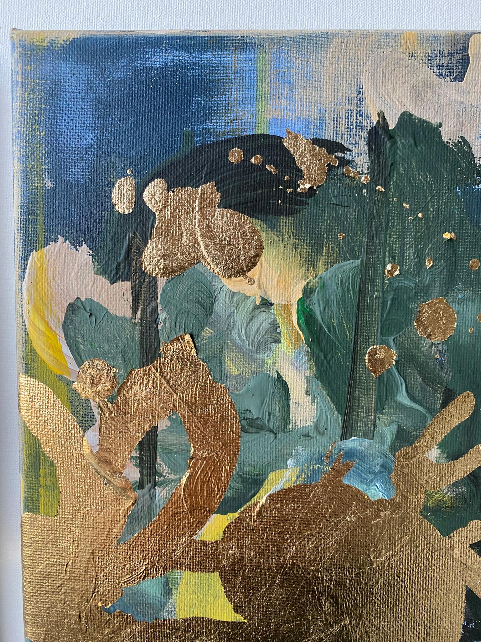 Set originale di 6 Ricordi di paesaggio-Foglia d'oro con olio-Artista britannico premiato in vendita 5