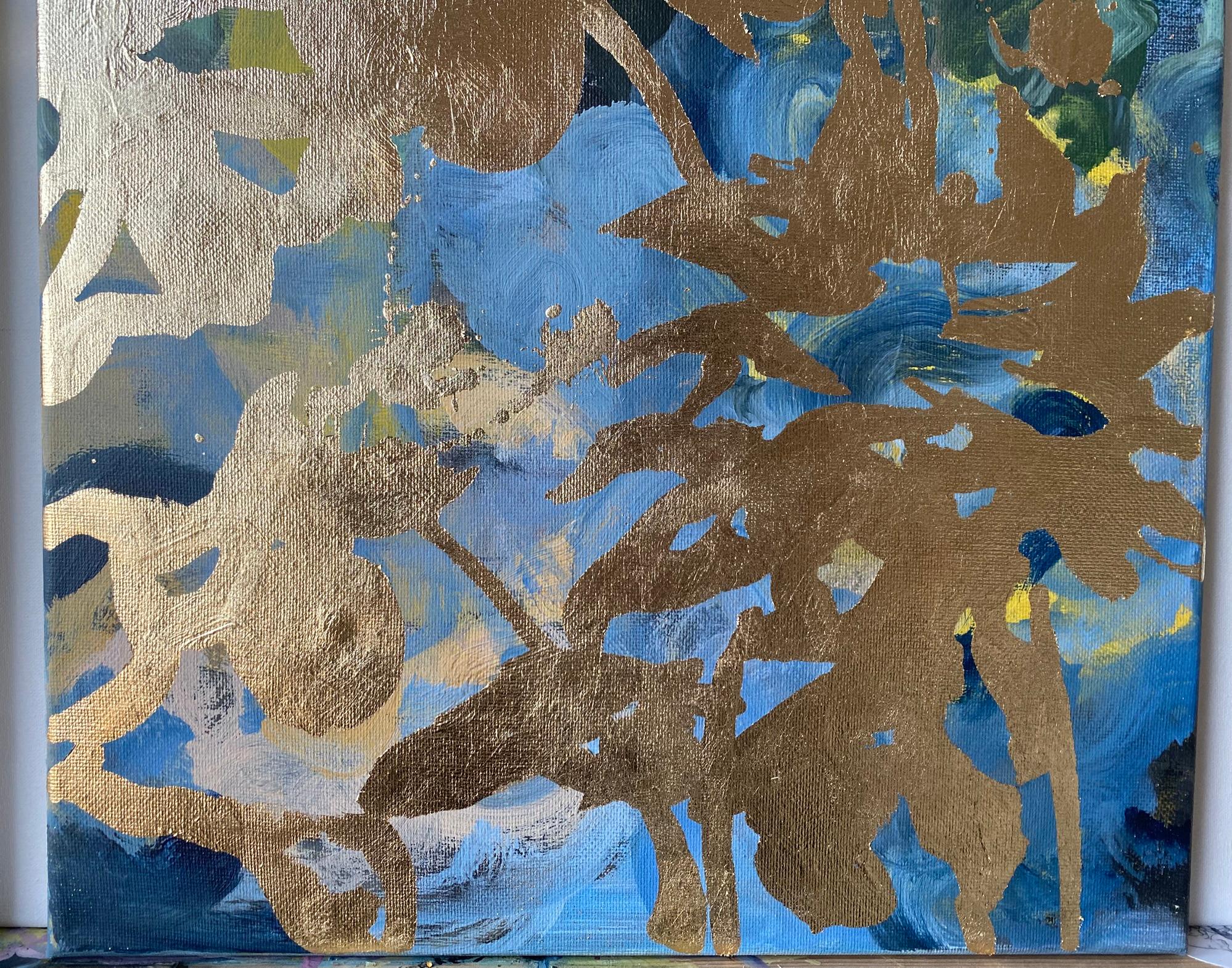 Set originale di 6 Ricordi di paesaggio-Foglia d'oro con olio-Artista britannico premiato in vendita 10