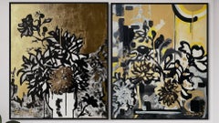 Original Set-Nostalgia-British Awarded-ink gold leaf on canvas-DrawingTimeSeries