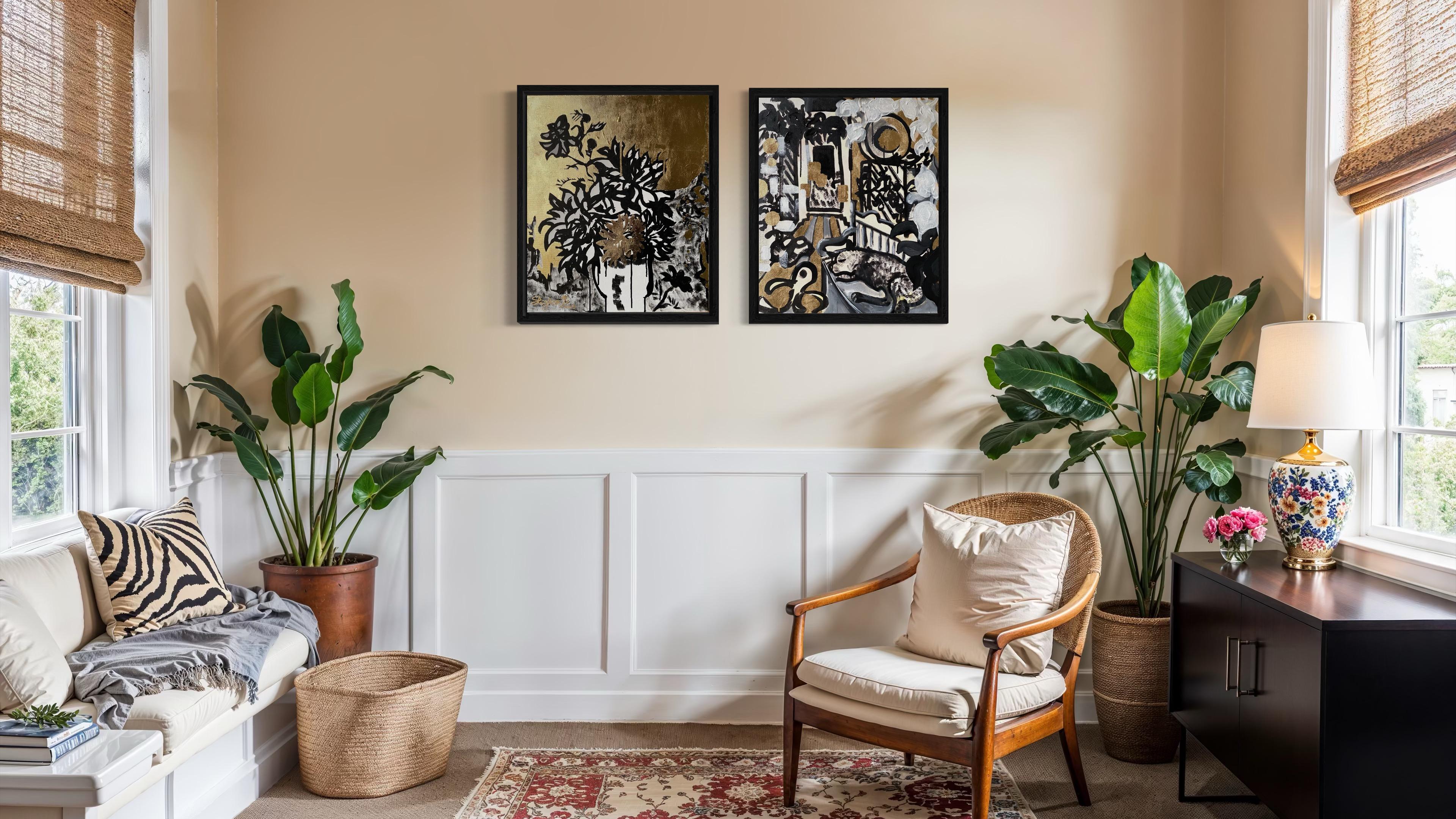Original Set-Nostalgia-Drawing Time Series-Brit Awarded artist-ink and gold leaf For Sale 9
