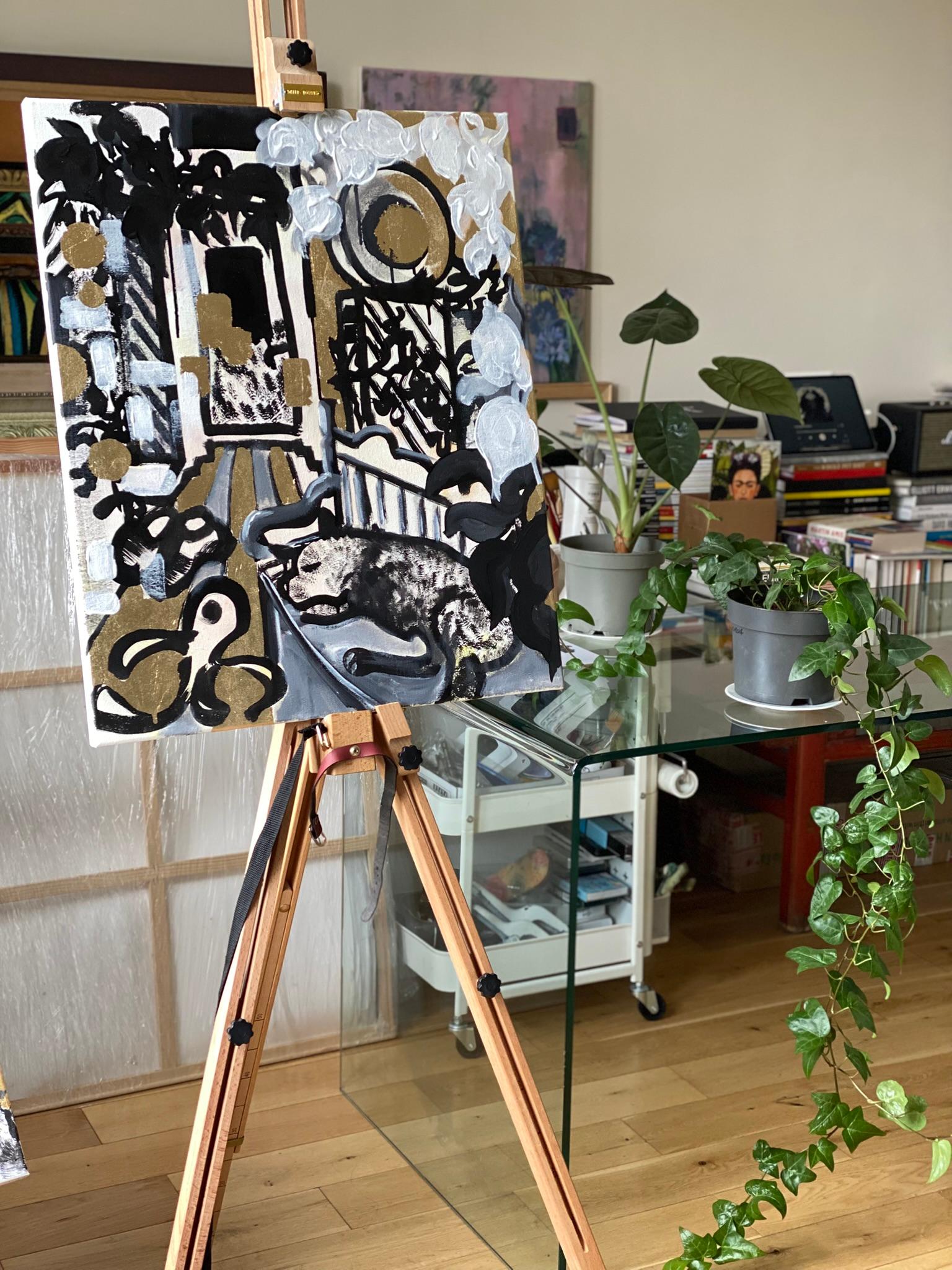 Original Set-Nostalgia-Drawing Time Series-Brit Awarded artist-ink and gold leaf For Sale 1