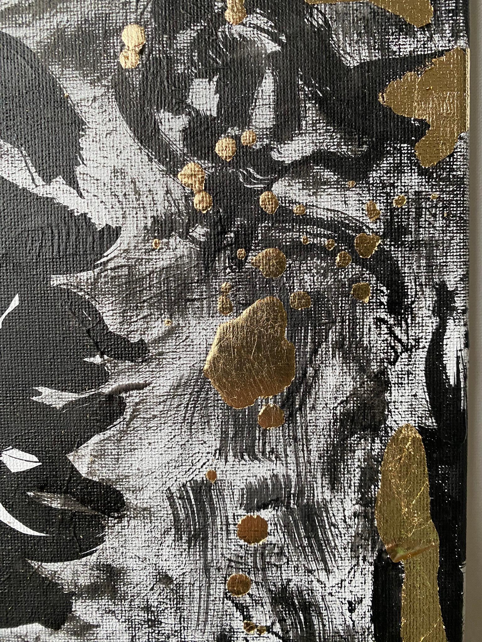 Set originale-Nostalgia-British Awarded-Inchiostro a foglia d'oro su tela-DrawingTimeSeries in vendita 6