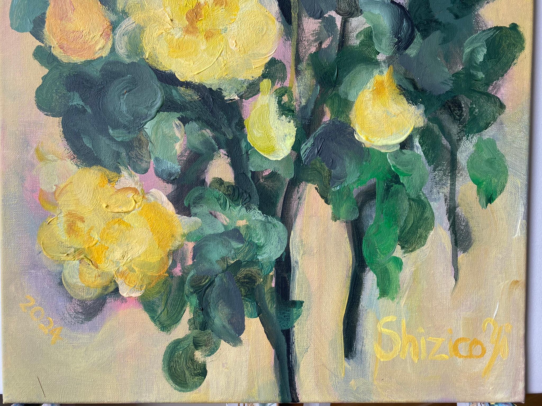 Set originale di 2-La Vie en Rose-Olio-Premio Britannico Artista-Rasariano-Rosa Inglese 9