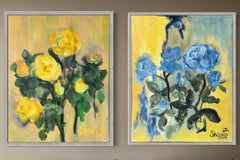 Set originale di 2-La Vie en Rose-Olio-Premio Britannico Artista-Rasariano-Rosa Inglese