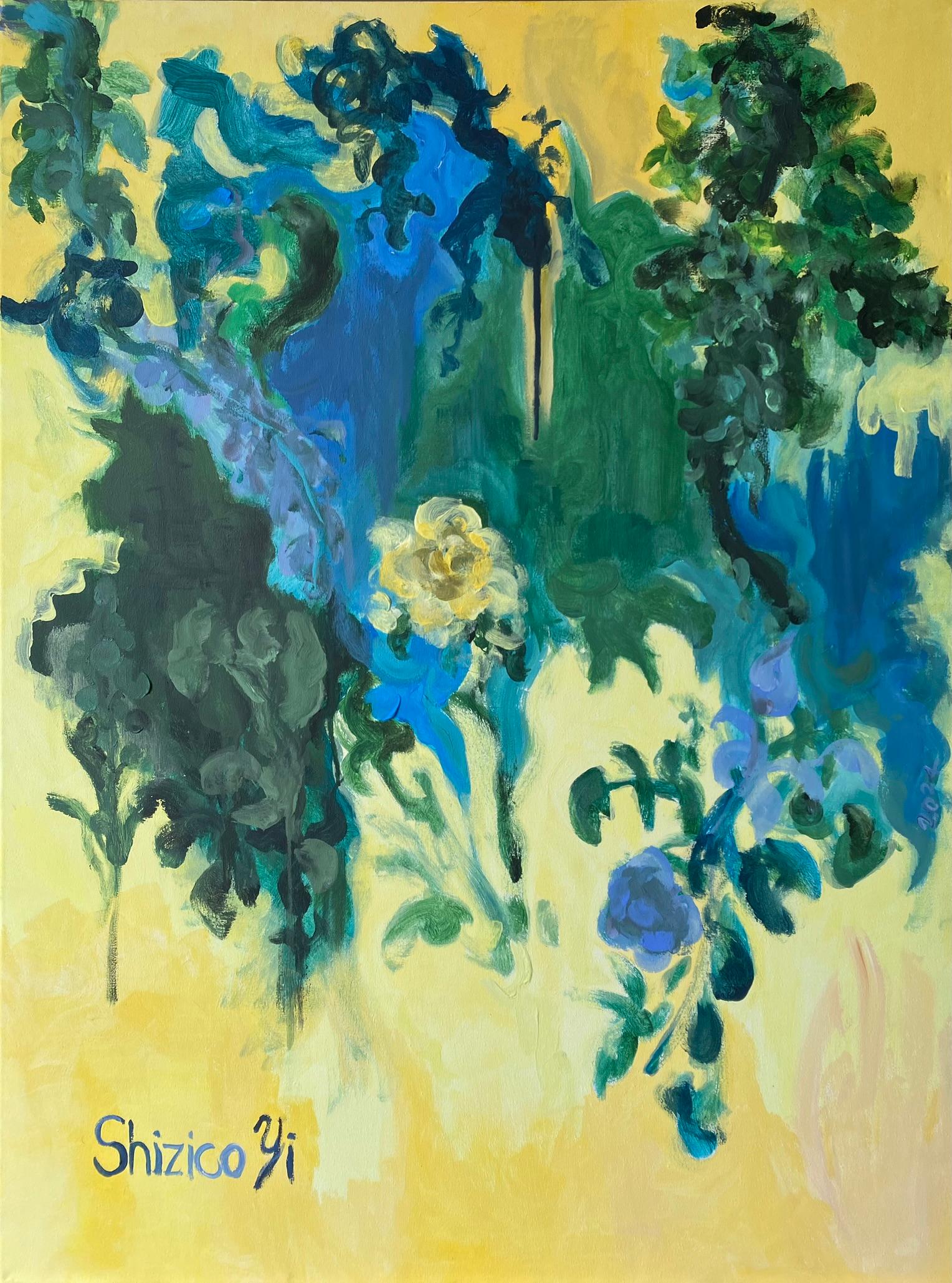 Original 2er-Set-Groß-Sommerblüten-Großbritanniens preisgekrönte Künstler-Ausstellungssammlung (Abstrakter Expressionismus), Painting, von Shizico Yi
