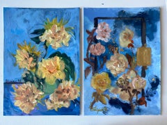 Set originale da 2 - Le Bleu: Rosaria - Artista premiata in Gran Bretagna - Impasto, foglia d'oro