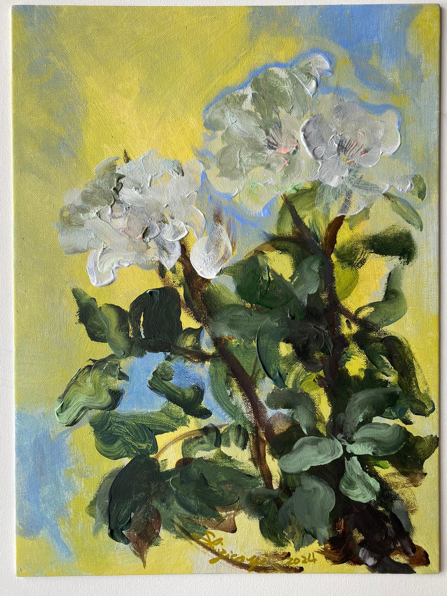 Conjunto original de 2-The Rosarian-Escuela Británica-Artista premiado-Expresión-Abstracto - Painting de Shizico Yi