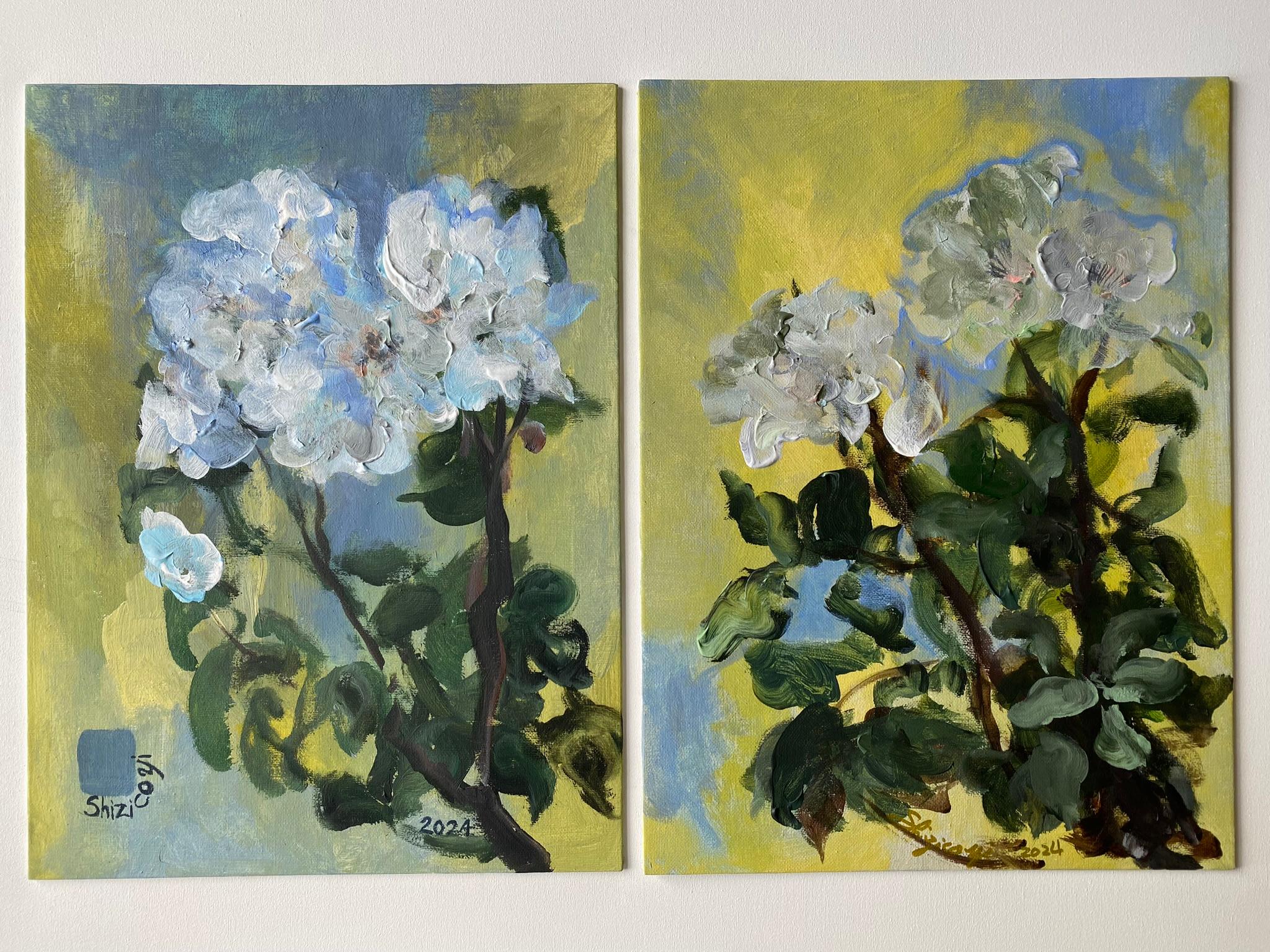 Conjunto original de 2-The Rosarian-Escuela Británica-Artista premiado-Expresión-Abstracto en venta 1